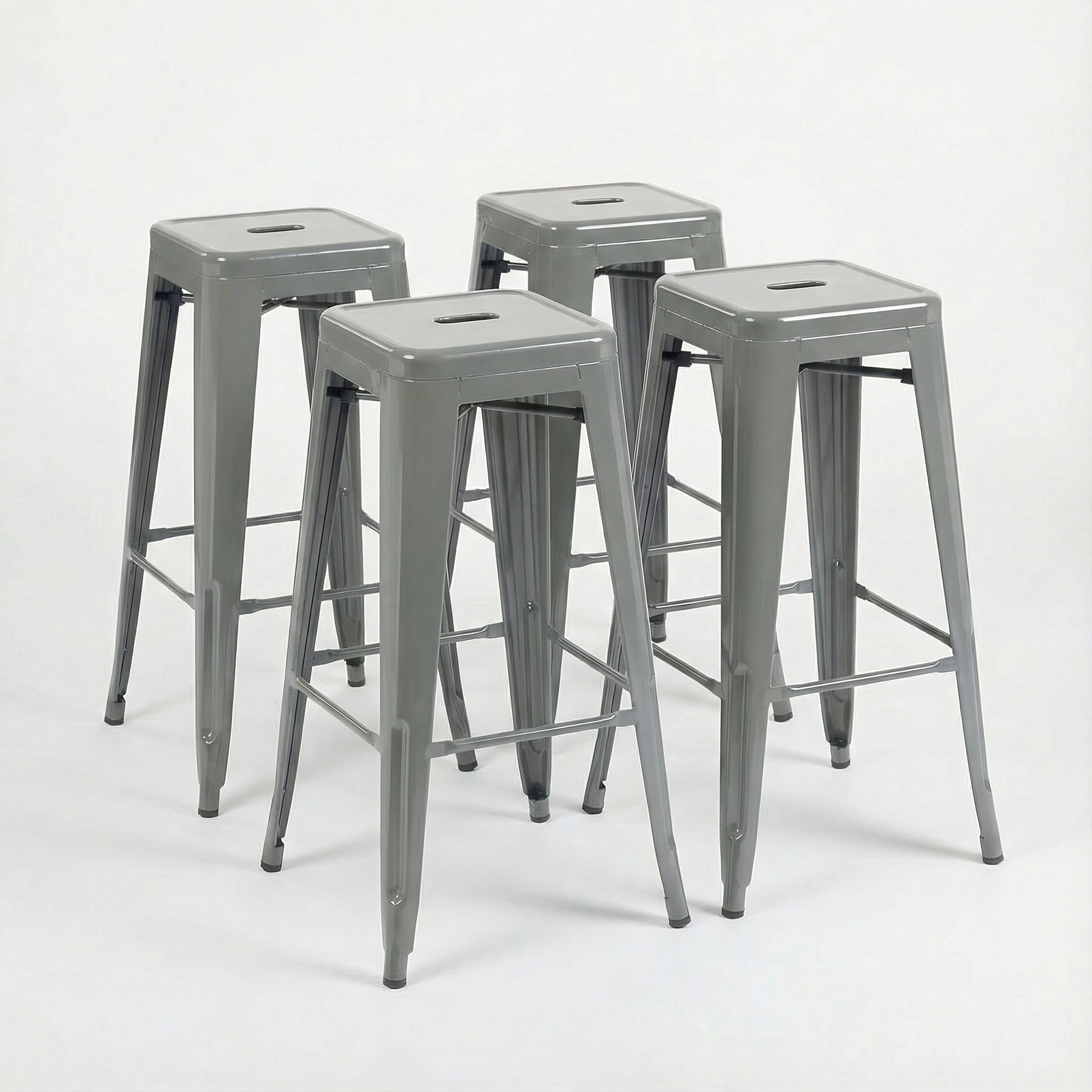 Bistro Pack Of 4 30" Silver Bar Stools - Image 3