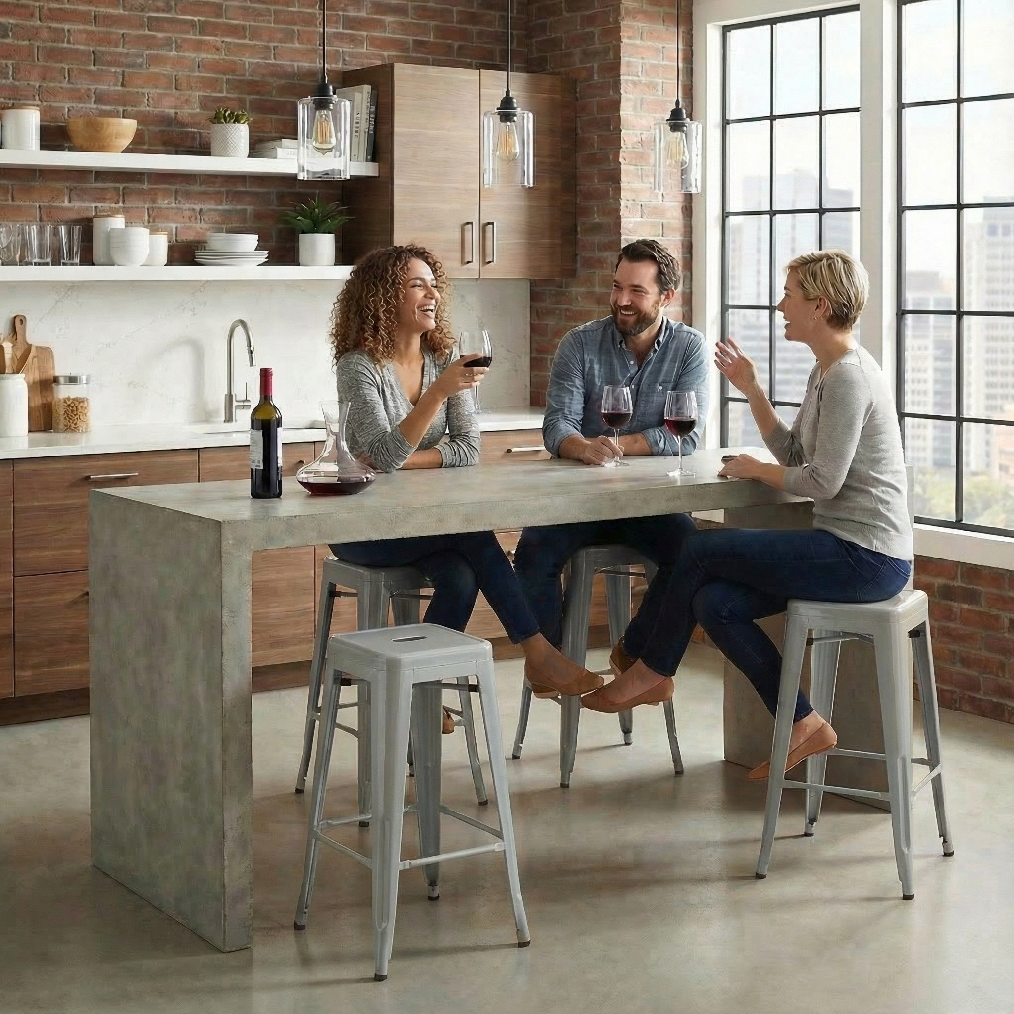Bistro Pack Of 4 30" Silver Bar Stools