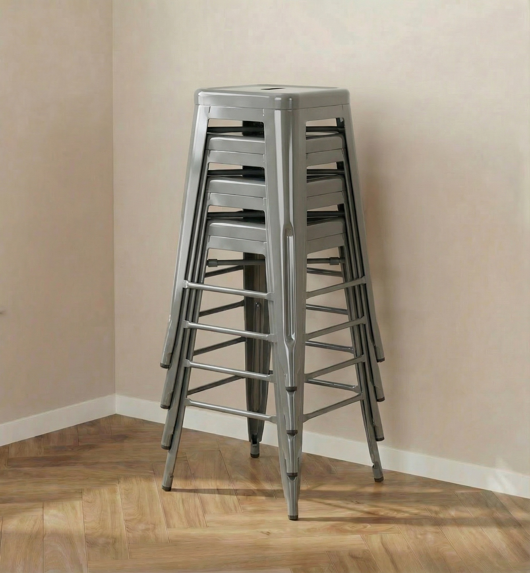 Bistro Pack Of 4 30" Silver Bar Stools - Image 2