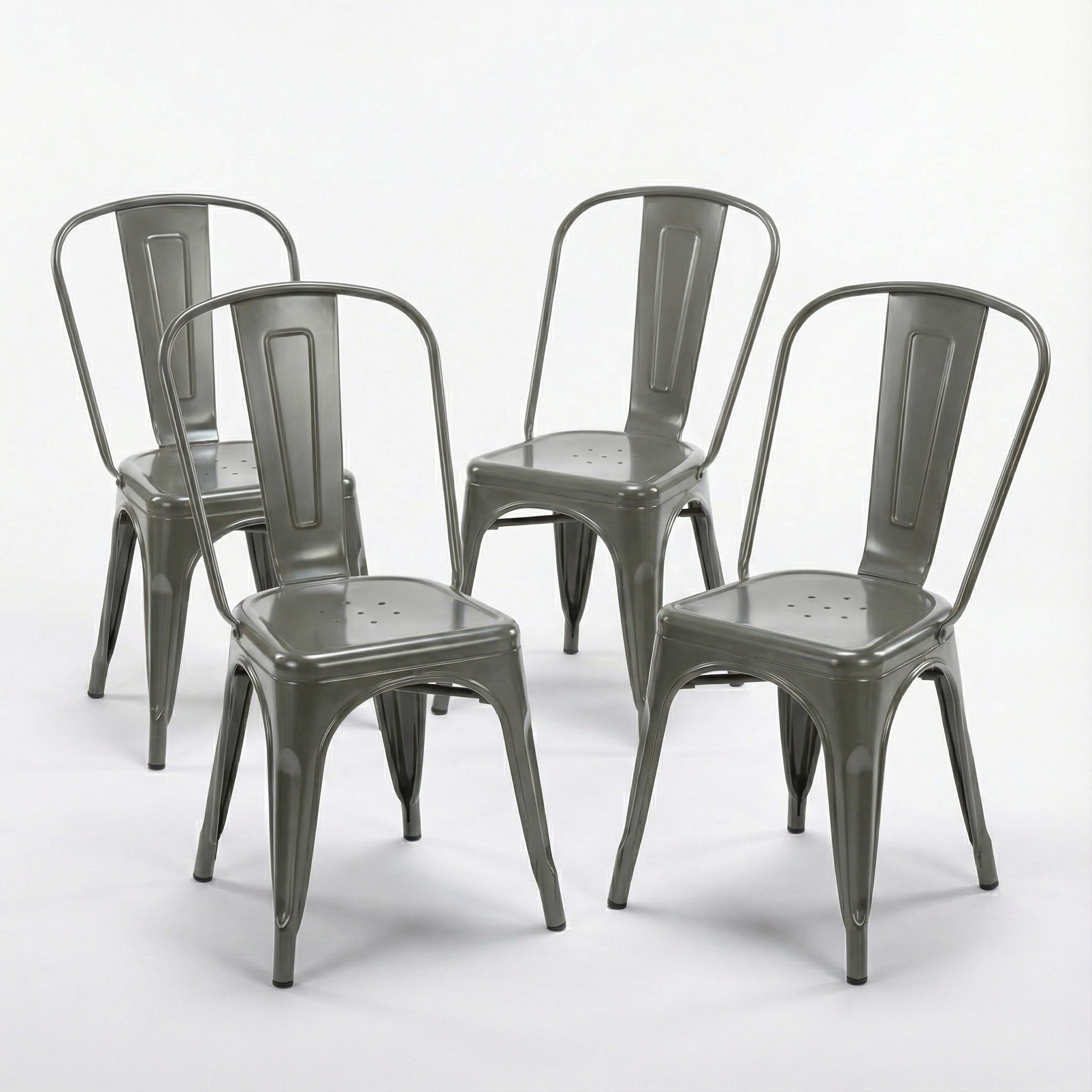 Bistro Pack Of 4 Silver Metal Chairs - Image 2