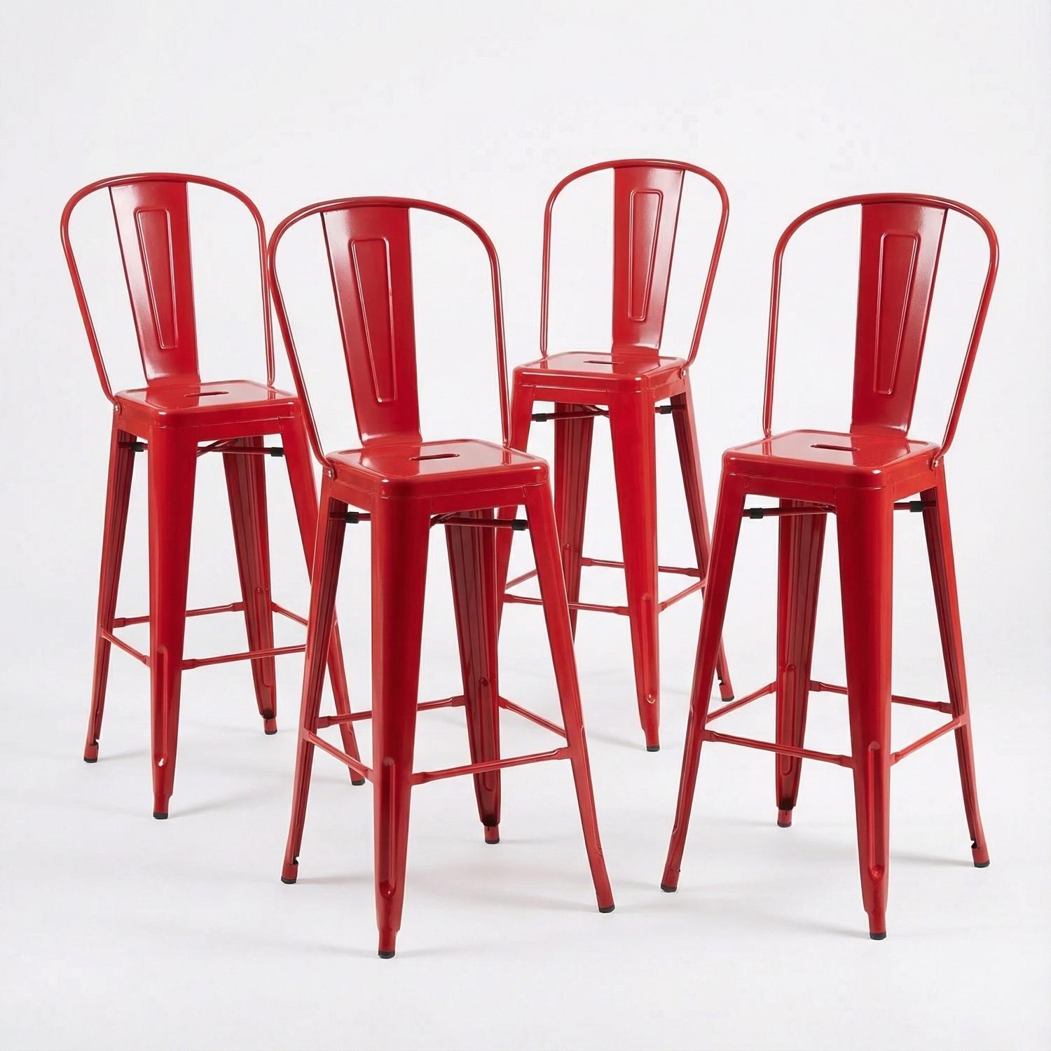 Bistro Pack Of 4 30" Red Bar Chairs - Image 2