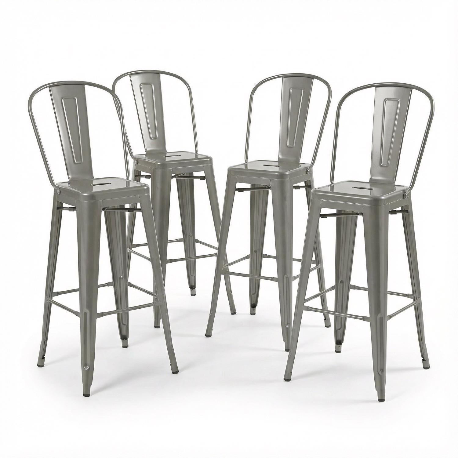 Bistro Pack Of 4 30" Silver Bar Chairs - Image 2