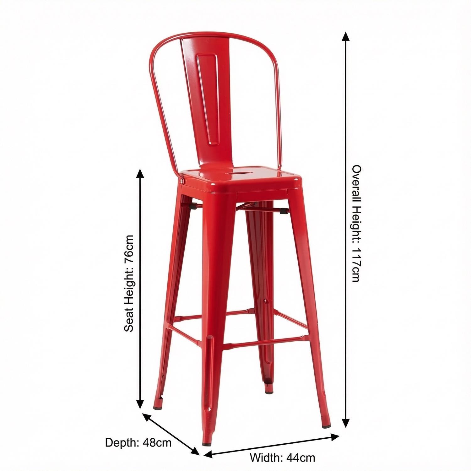 Bistro Pack Of 4 30" Red Bar Chairs - Image 5