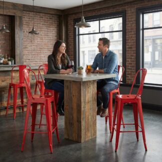 Bistro Pack Of 4 30" Red Bar Chairs