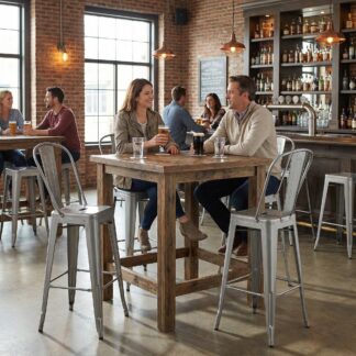 Bistro Pack Of 4 30" Silver Bar Chairs