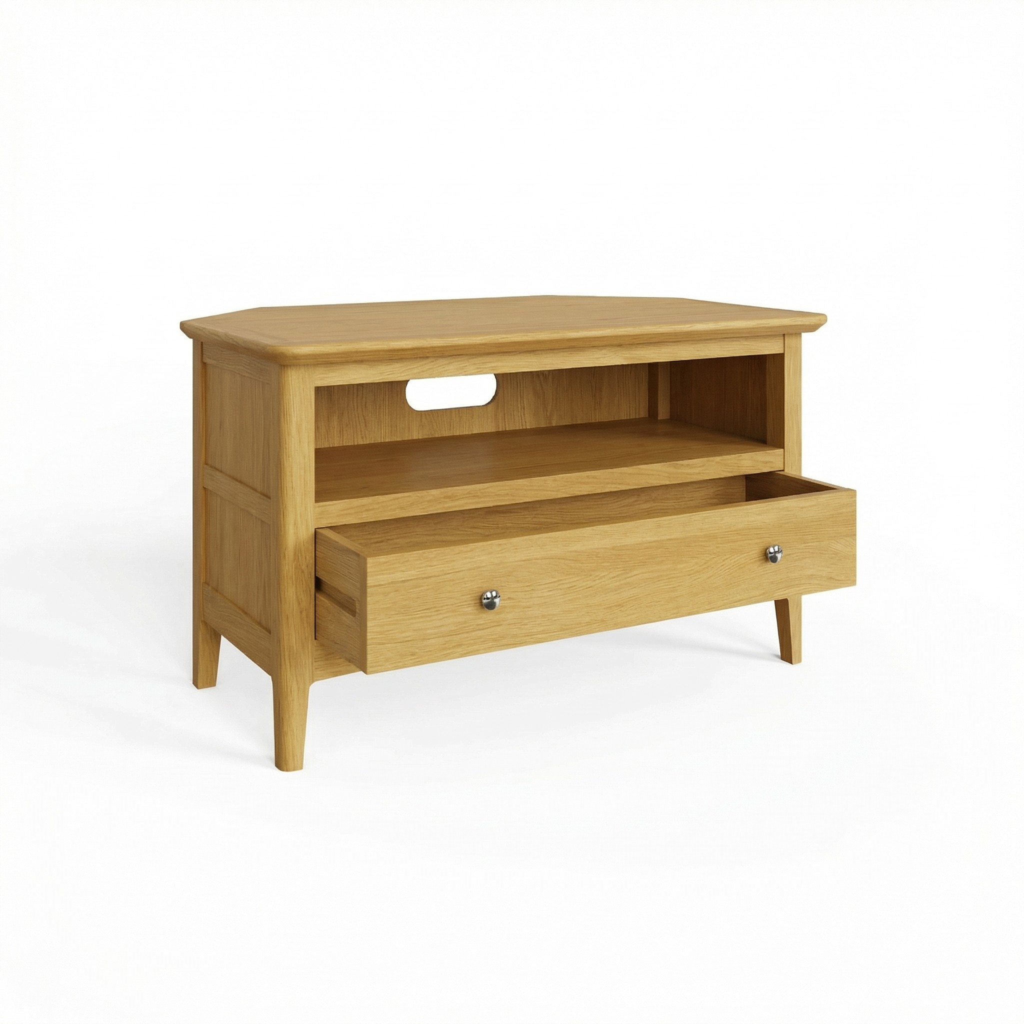 Taberno Oak 1 Drawer Assembled Corner TV Unit - Image 2