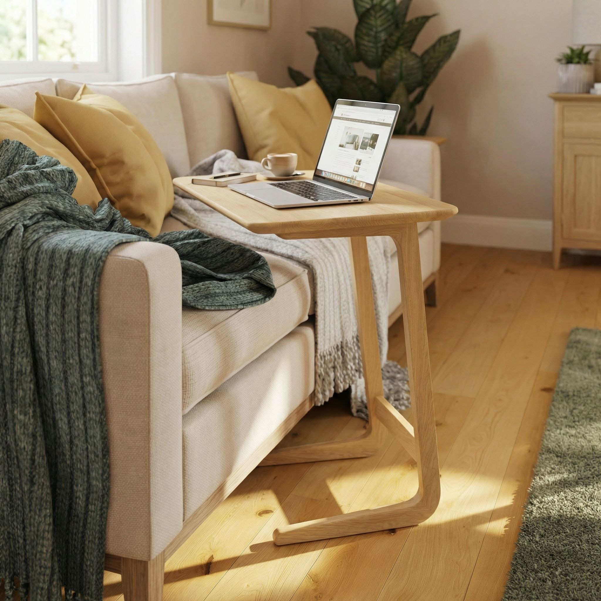Taberno Oak Sofa Laptop Table - Image 2