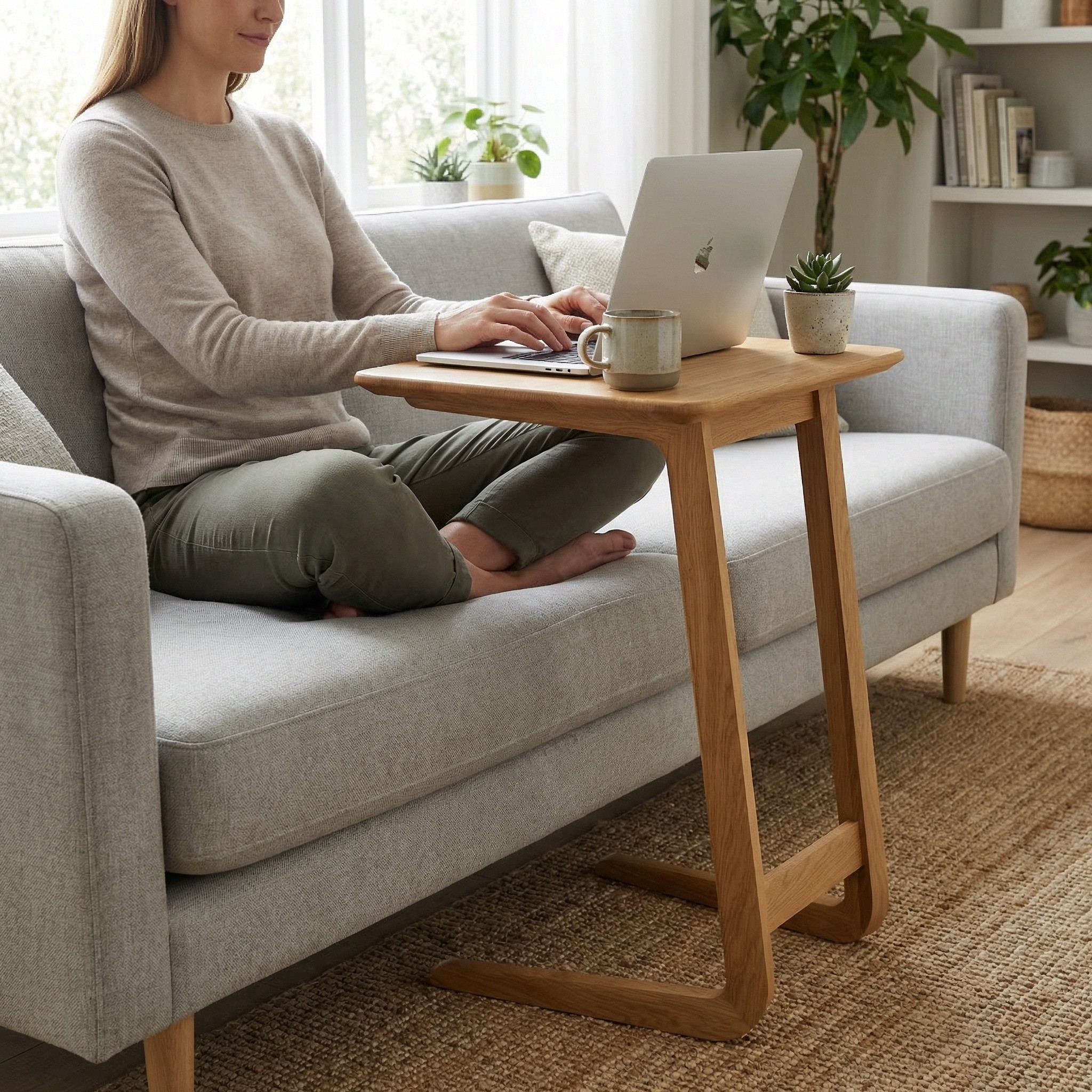 Taberno Oak Sofa Laptop Table - Image 4