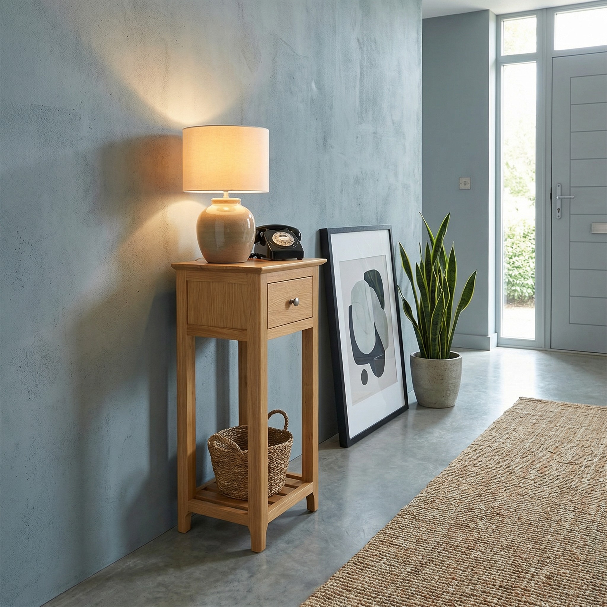 Taberno Oak 1 Drawer Assembled Telephone Table - Image 4