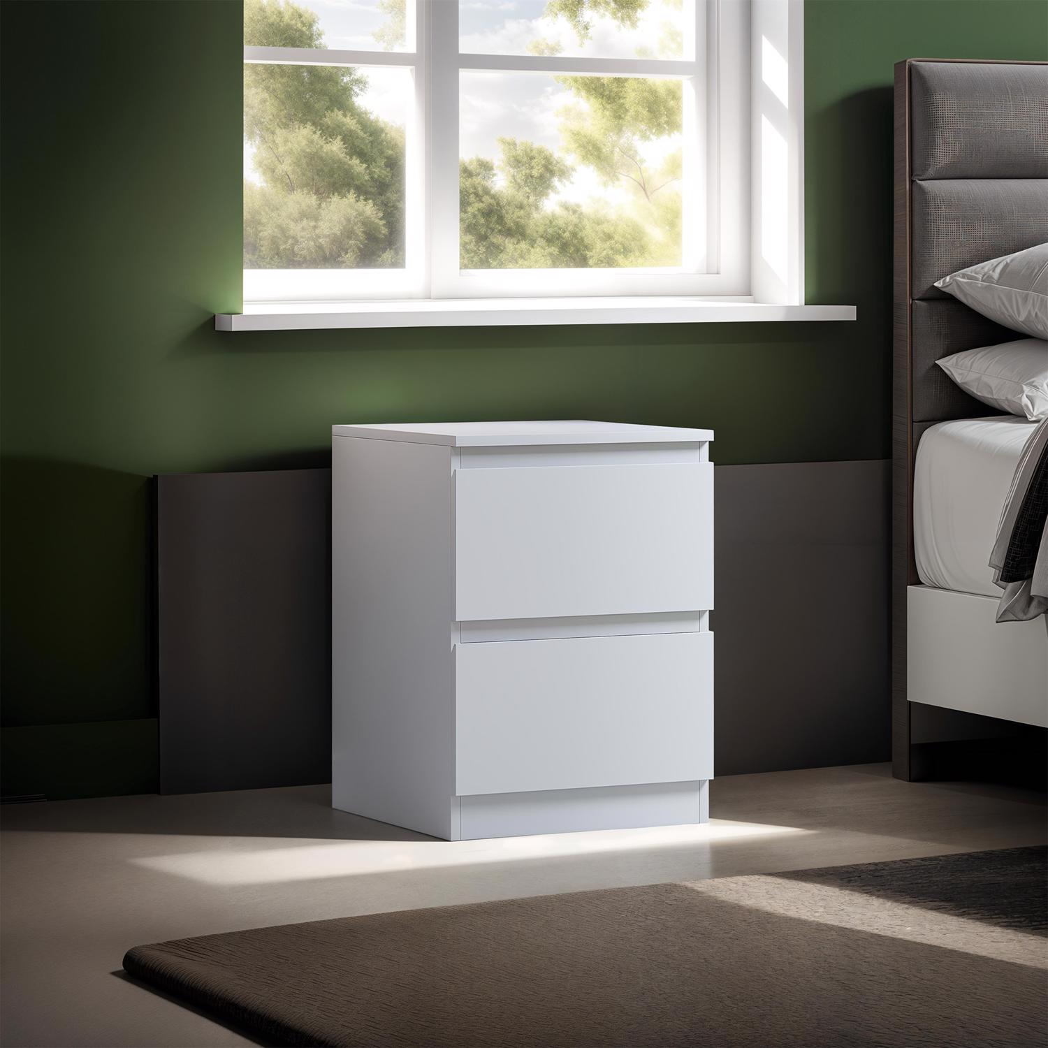 Pair Of Stora White 2 Drawer Bedside Tables - Image 2