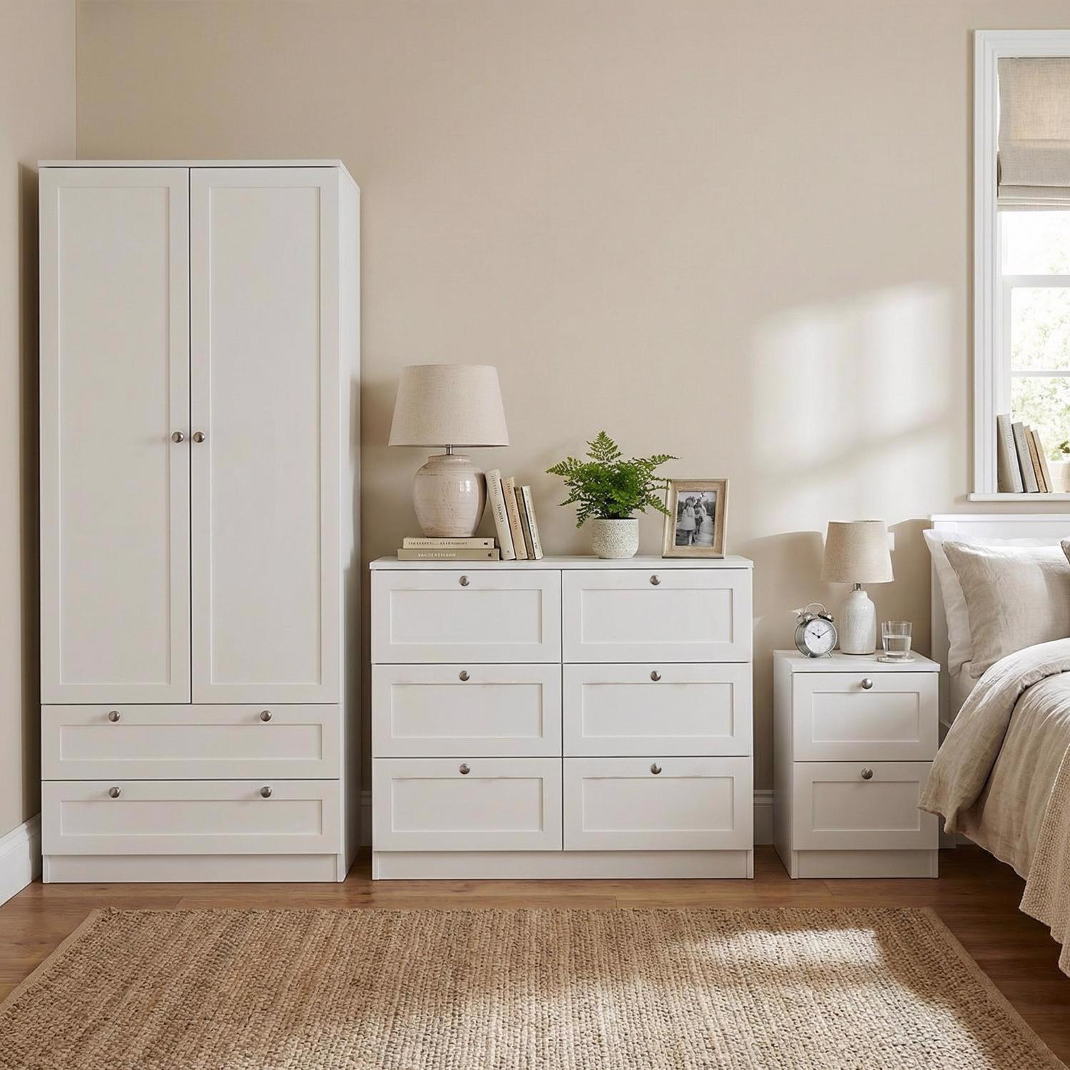 Artus 3 piece Bedroom Furniture Set - Matt White - Image 6
