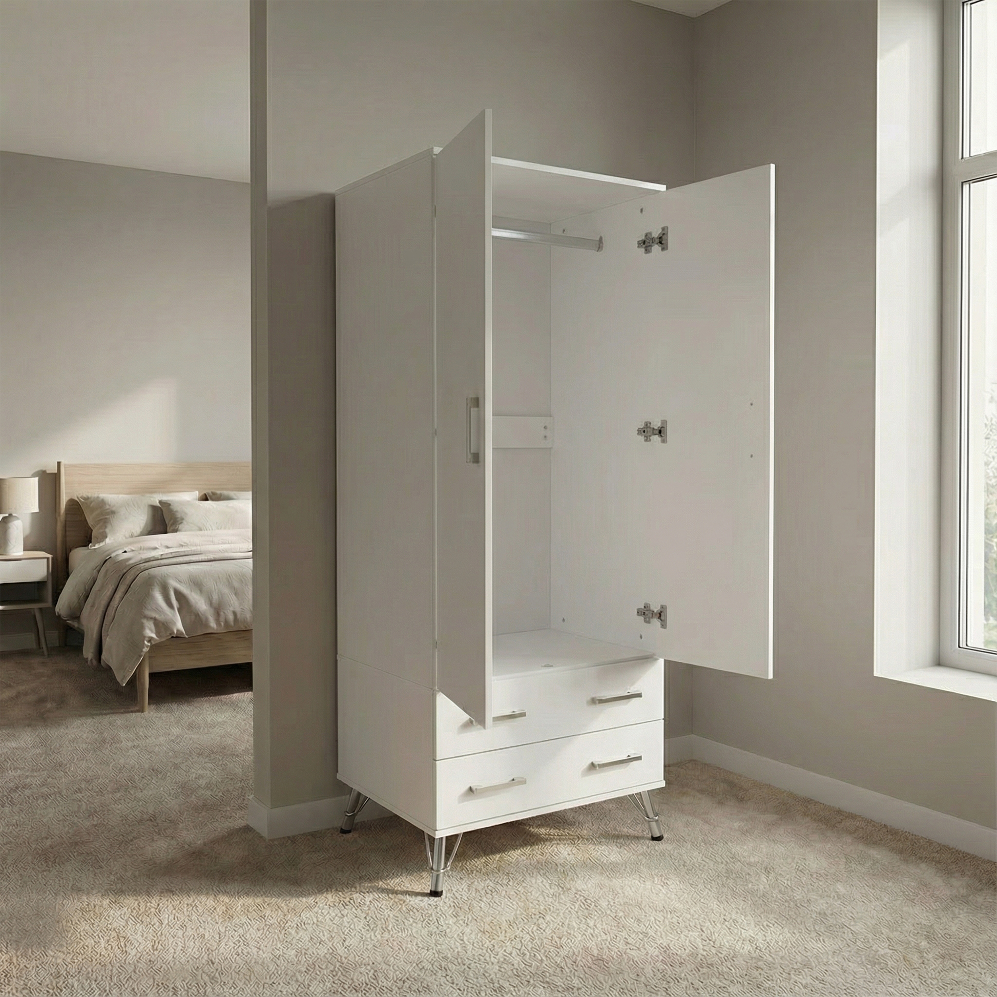 Maldon White 2 Door 2 Drawer Combination Wardrobe - Image 3