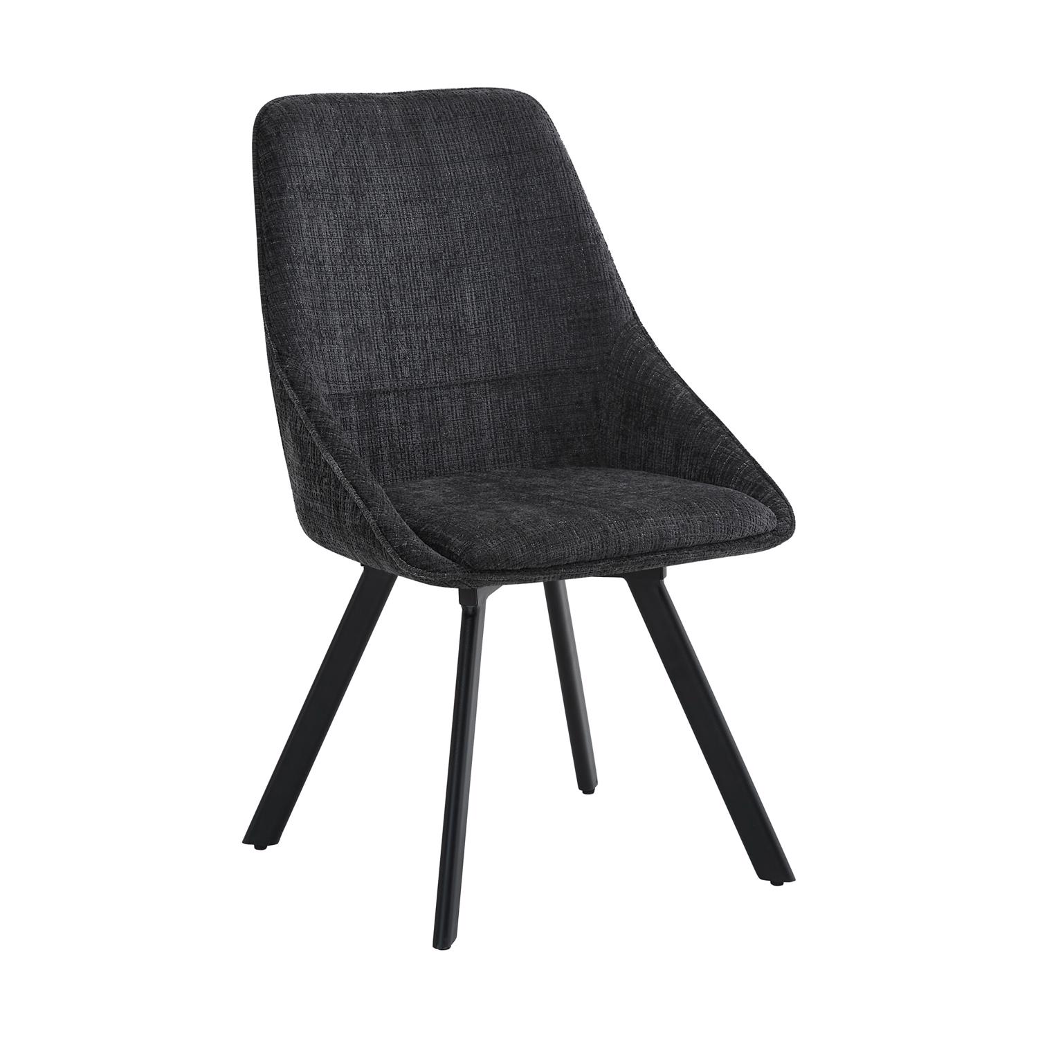 Monaco White Sintered Stone Dining Table With 4 Black Chenille Swivel Chairs - Image 5