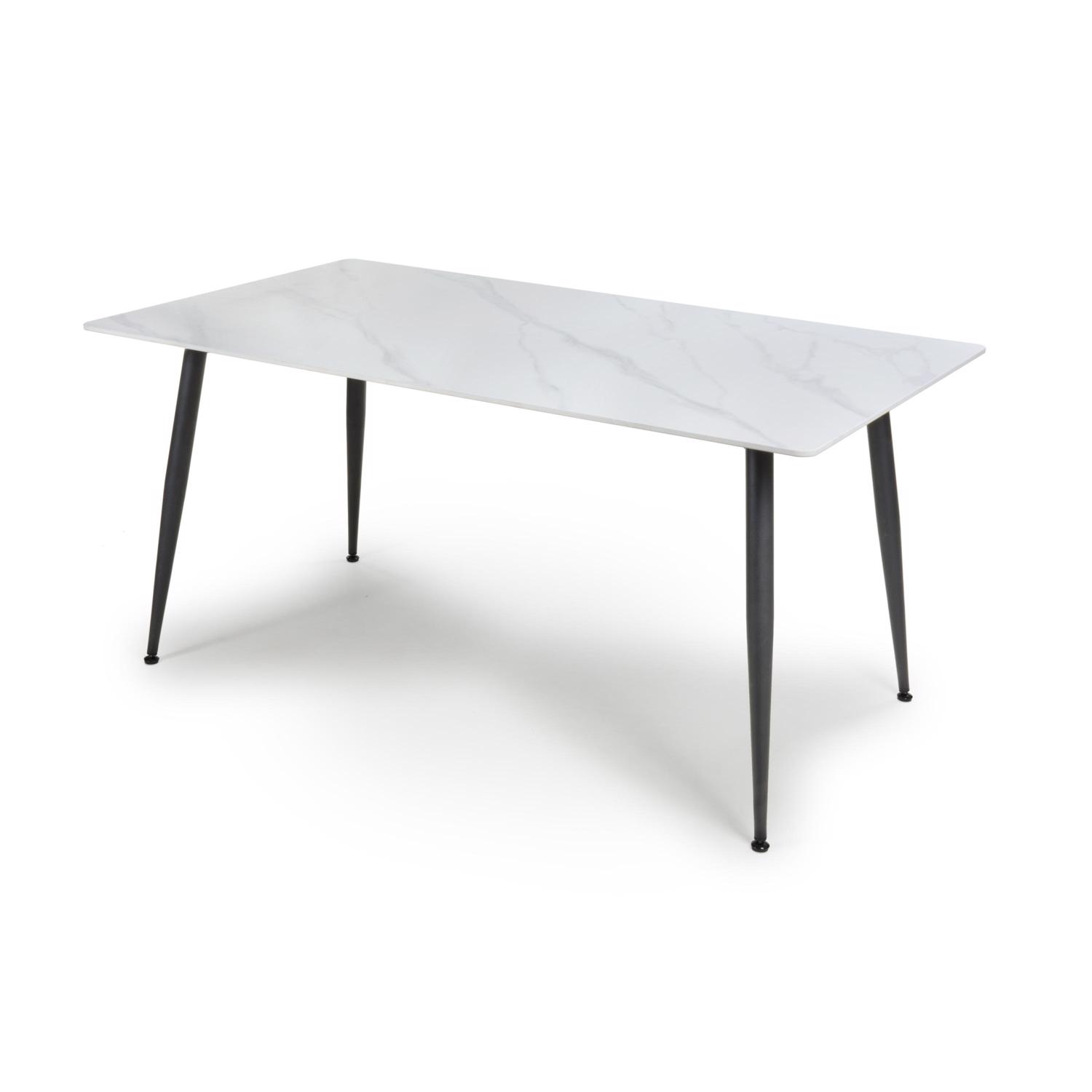 Monaco White Sintered Stone Dining Table With 4 Flaxen Upholstered Chairs - Image 5