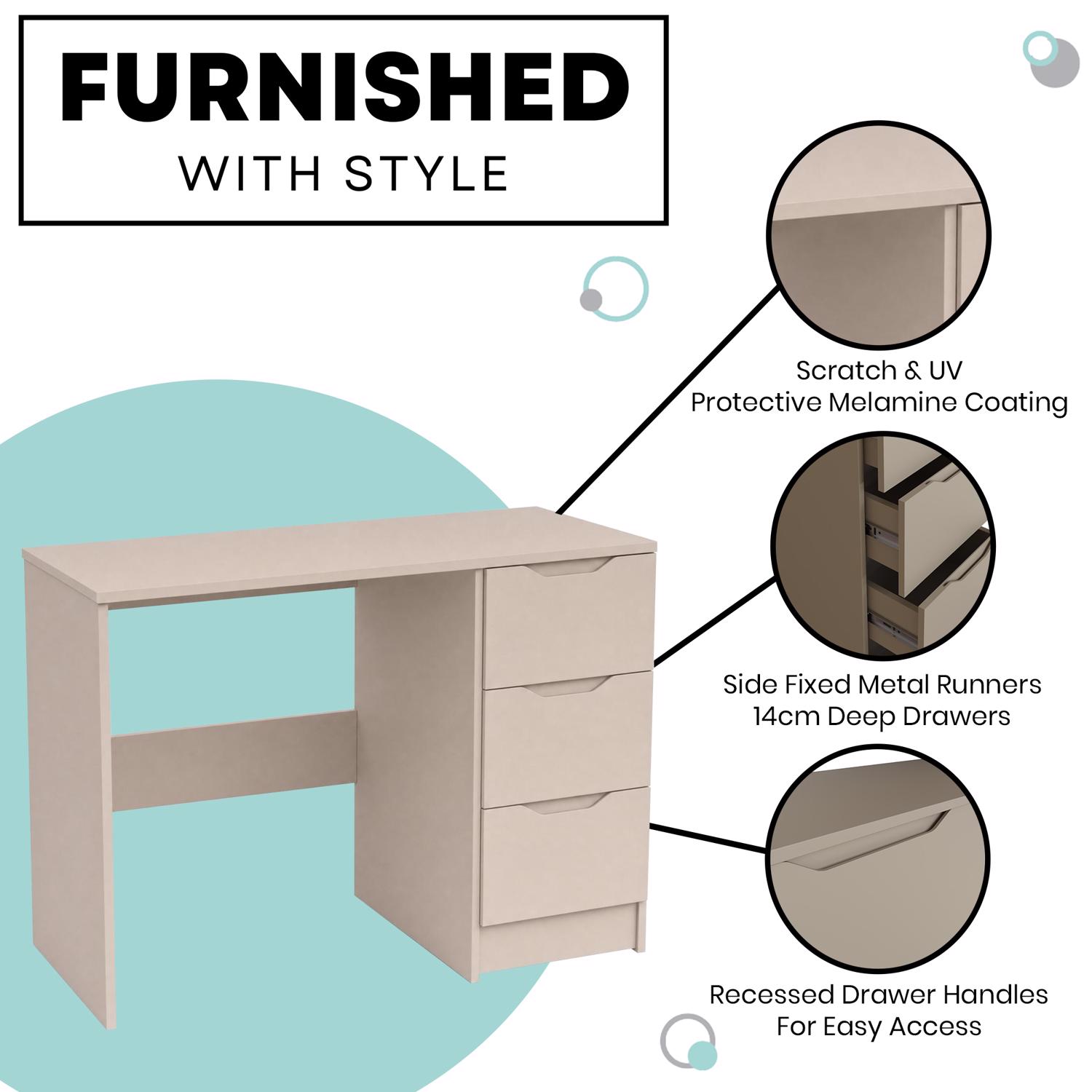 FWStyle Luno 3 Drawer Dressing Table - Putty - Image 2
