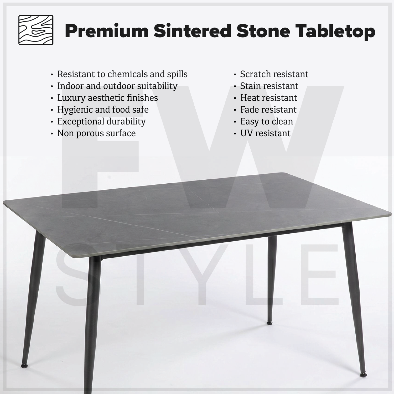 Monaco Grey Sintered Stone Dining Table With 4 Grace Grey Chairs - Image 3