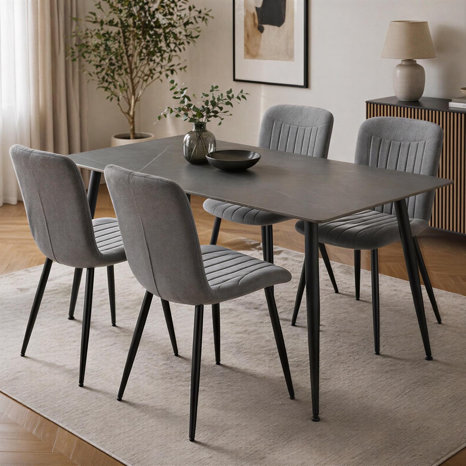 Monaco Grey Sintered Stone Dining Table With 4 Grace Grey Chairs - Image 2