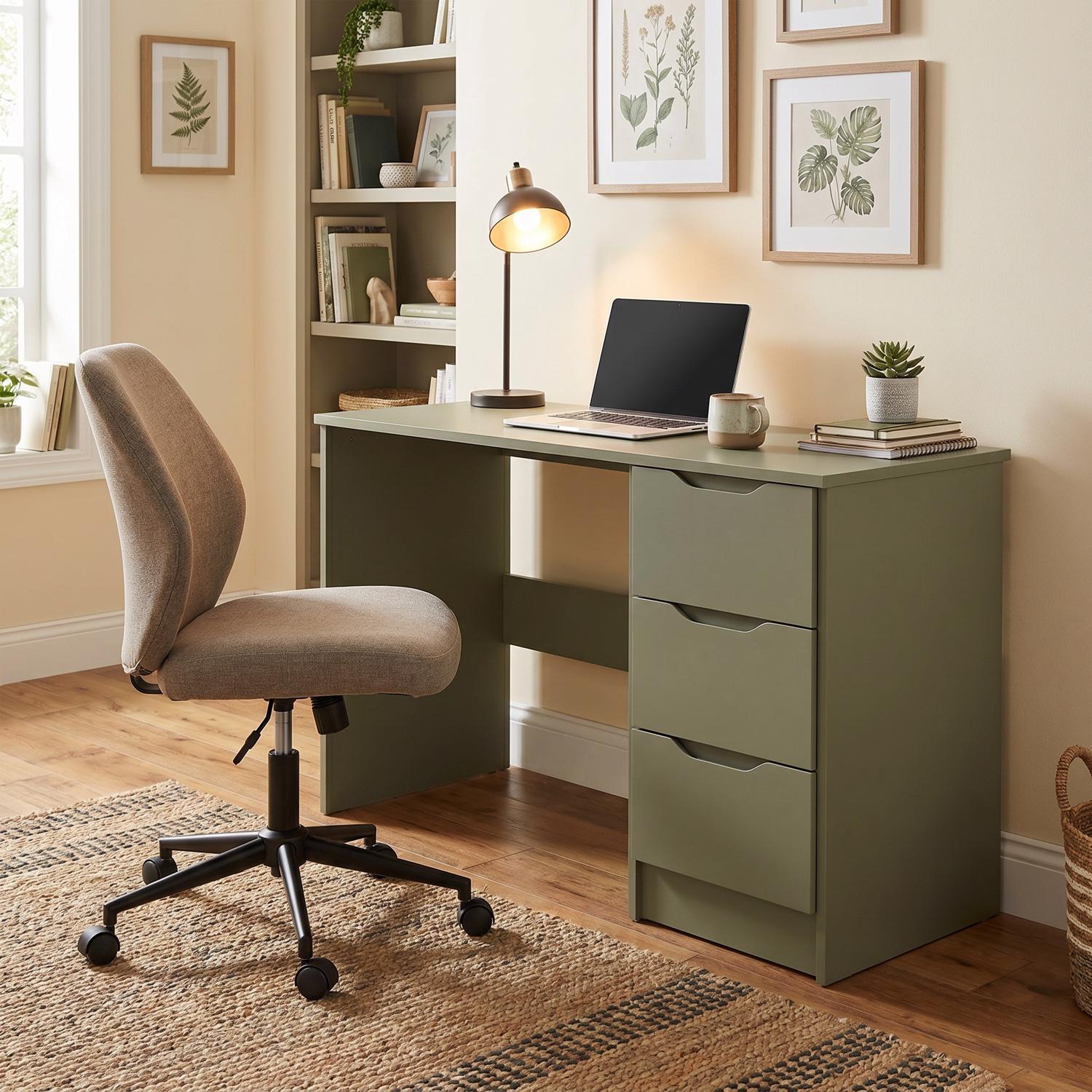 FWStyle Luno 3 Drawer Dressing Table - Sage Green - Image 4