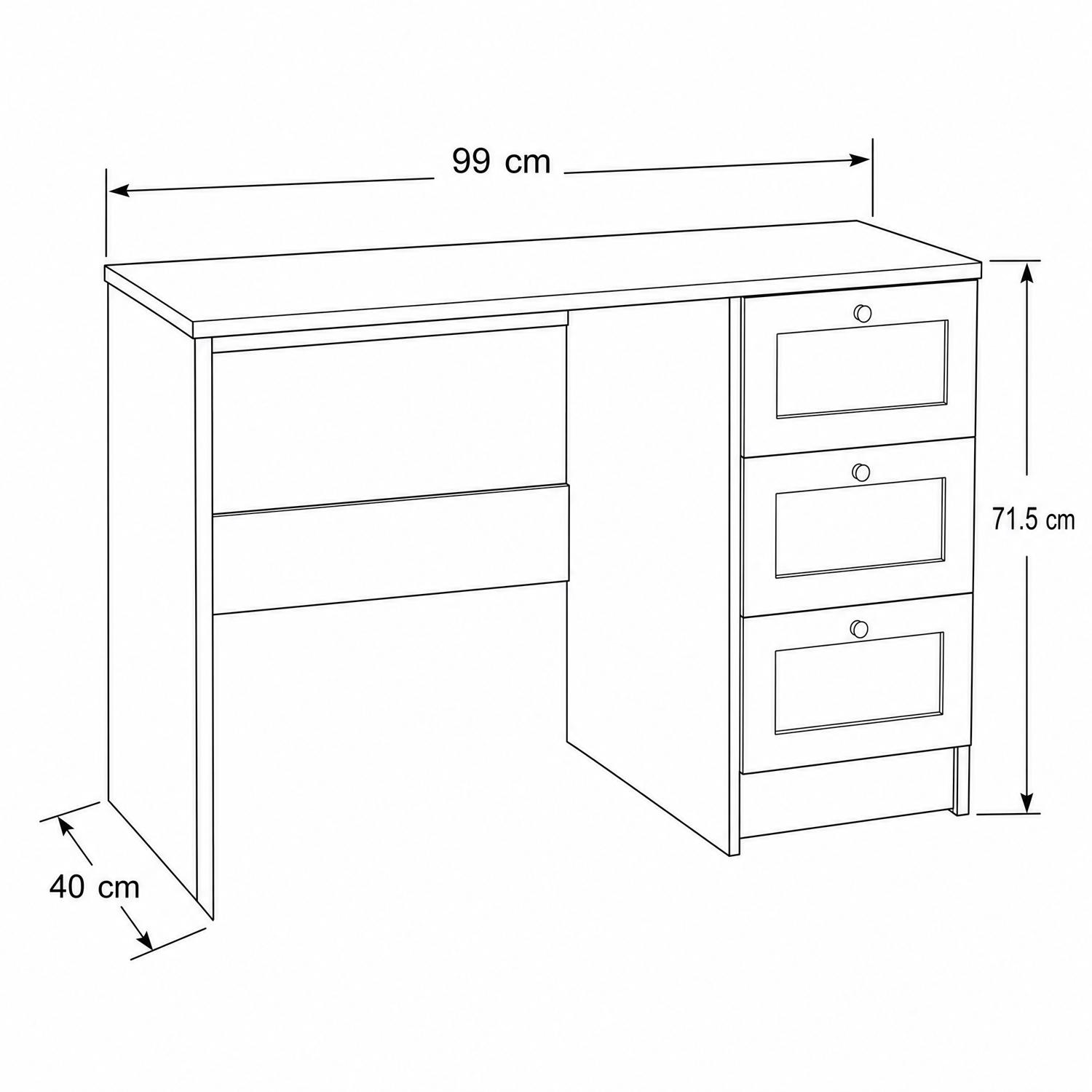 FWStyle Artus 3 Drawer Dressing Table - Beige - Image 6