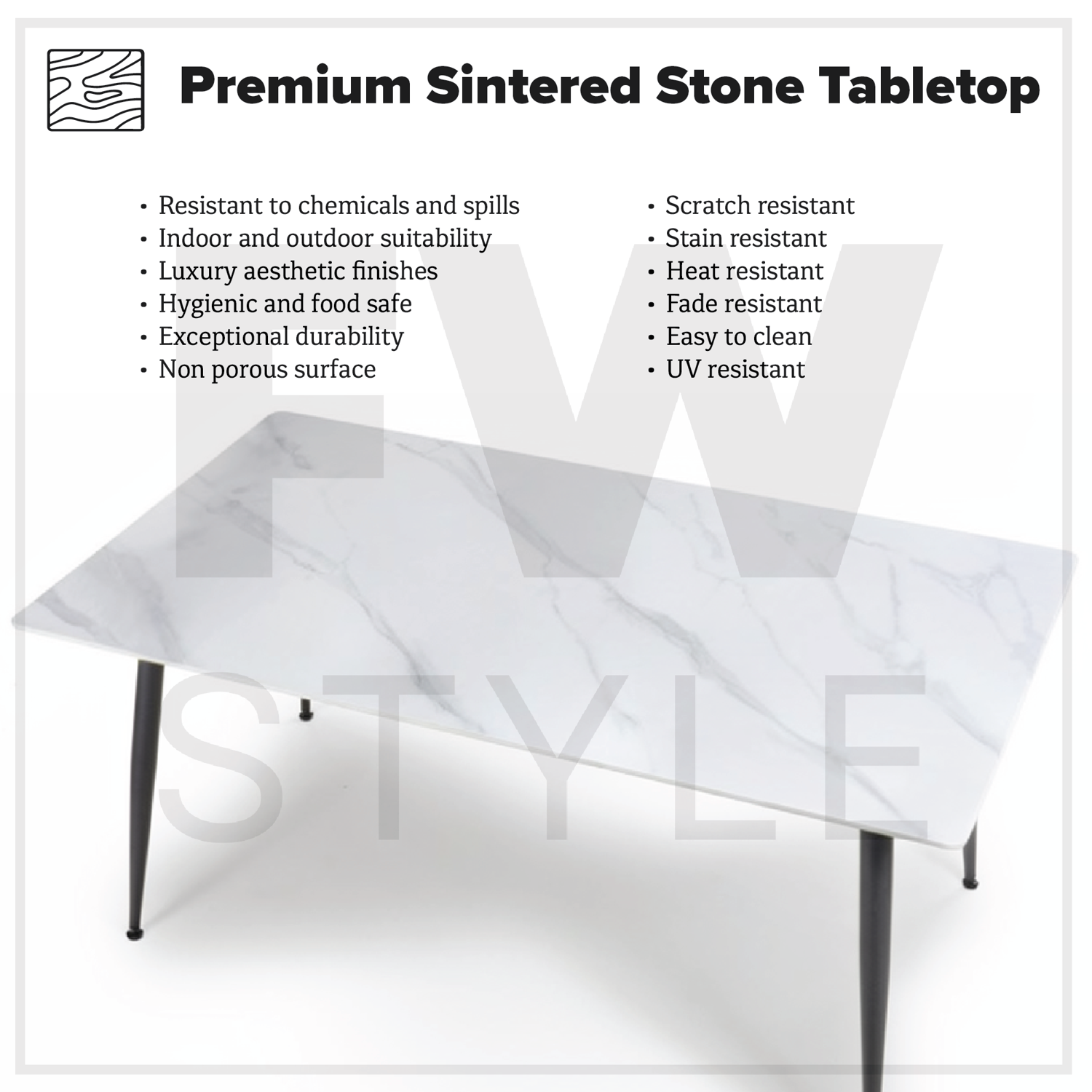 Monaco White Sintered Stone Dining Table With 4 Flaxen Upholstered Chairs - Image 3