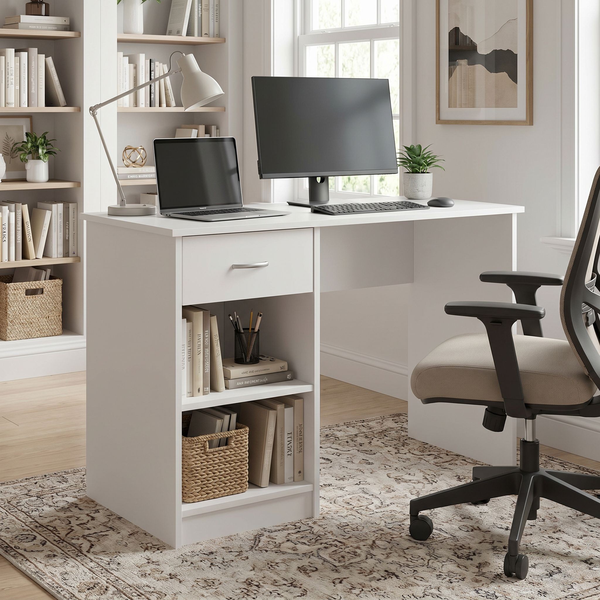 Promo Study Desk Dressing Table - Matt White - Image 5