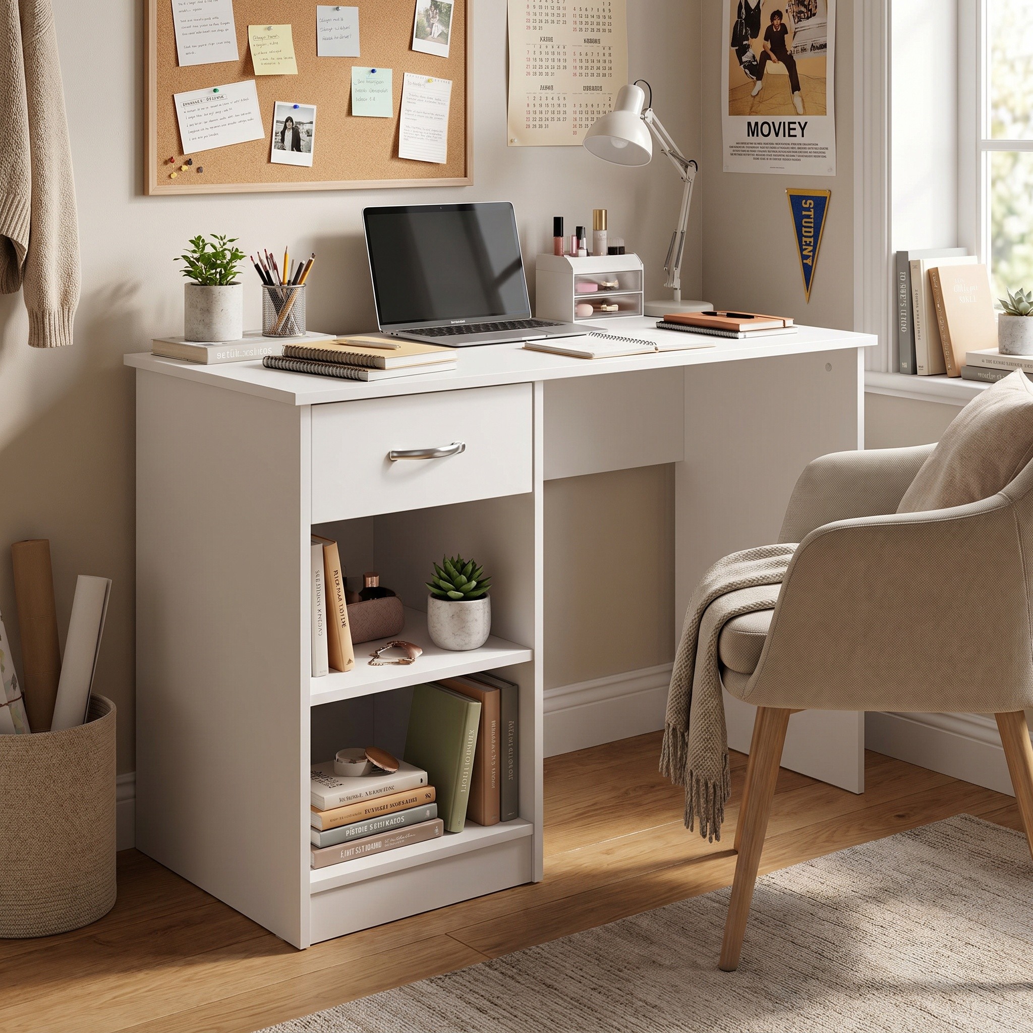 Promo Study Desk Dressing Table - Matt White - Image 3