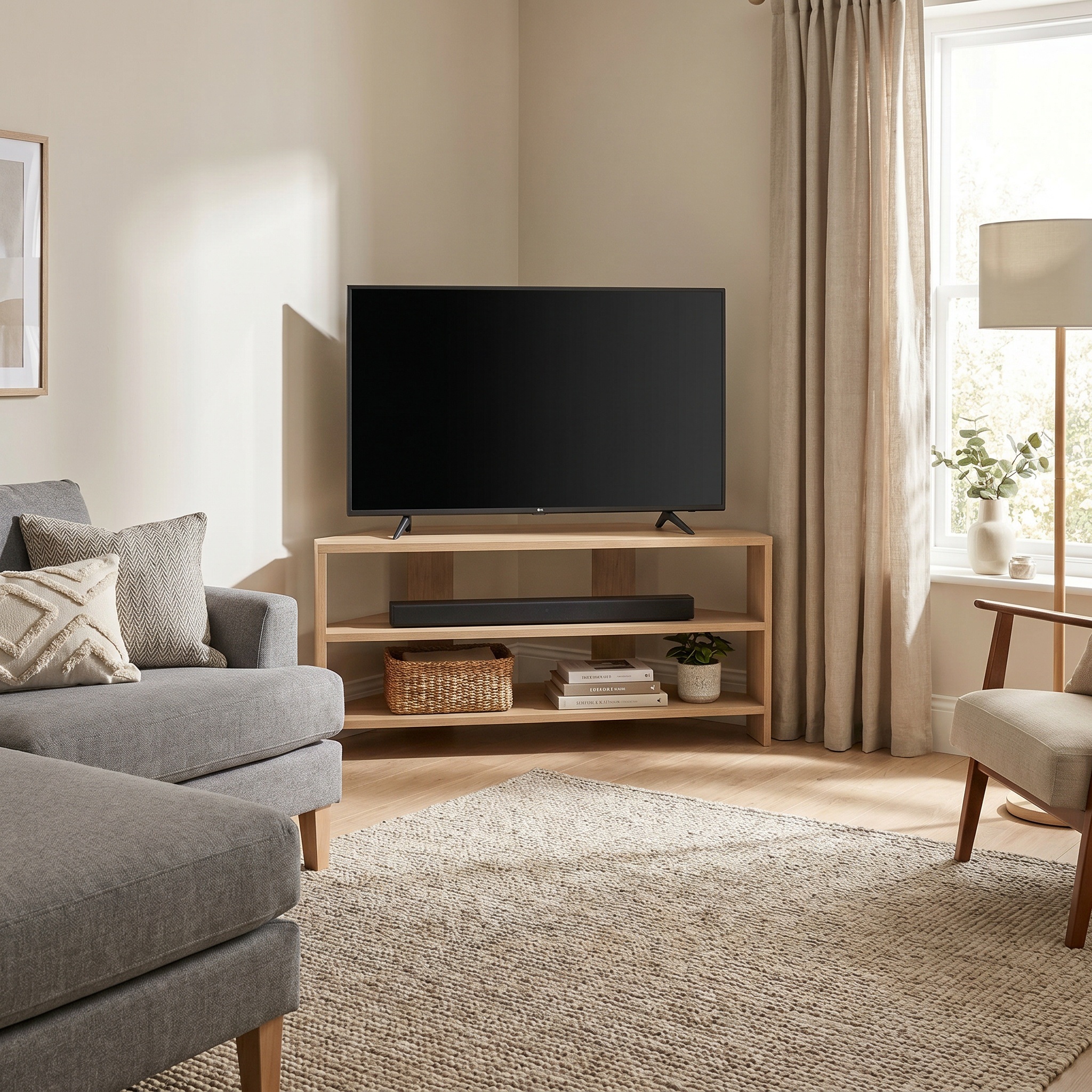Corner TV Unit - Oak Finish - Image 3