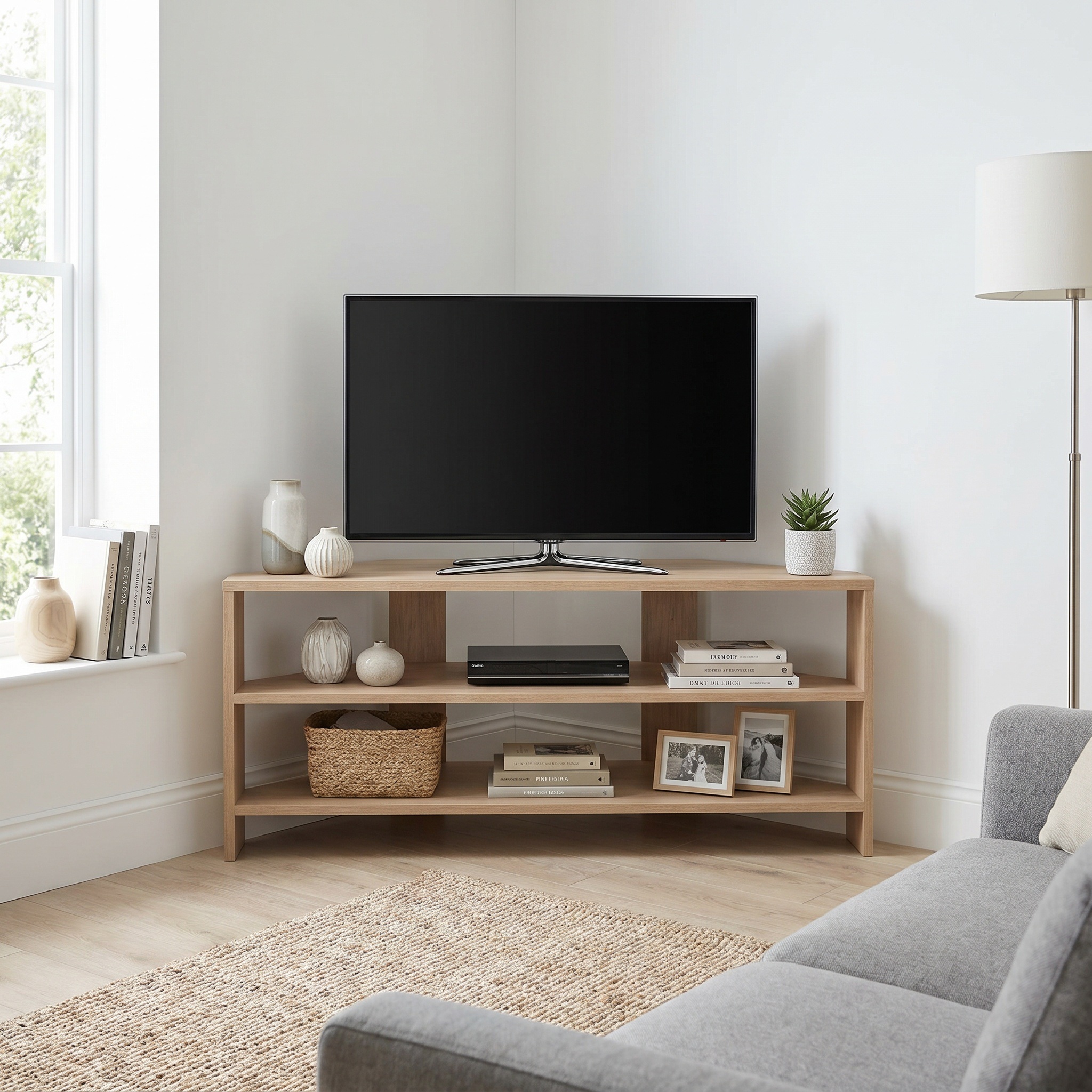 Corner TV Unit - Oak Finish - Image 4
