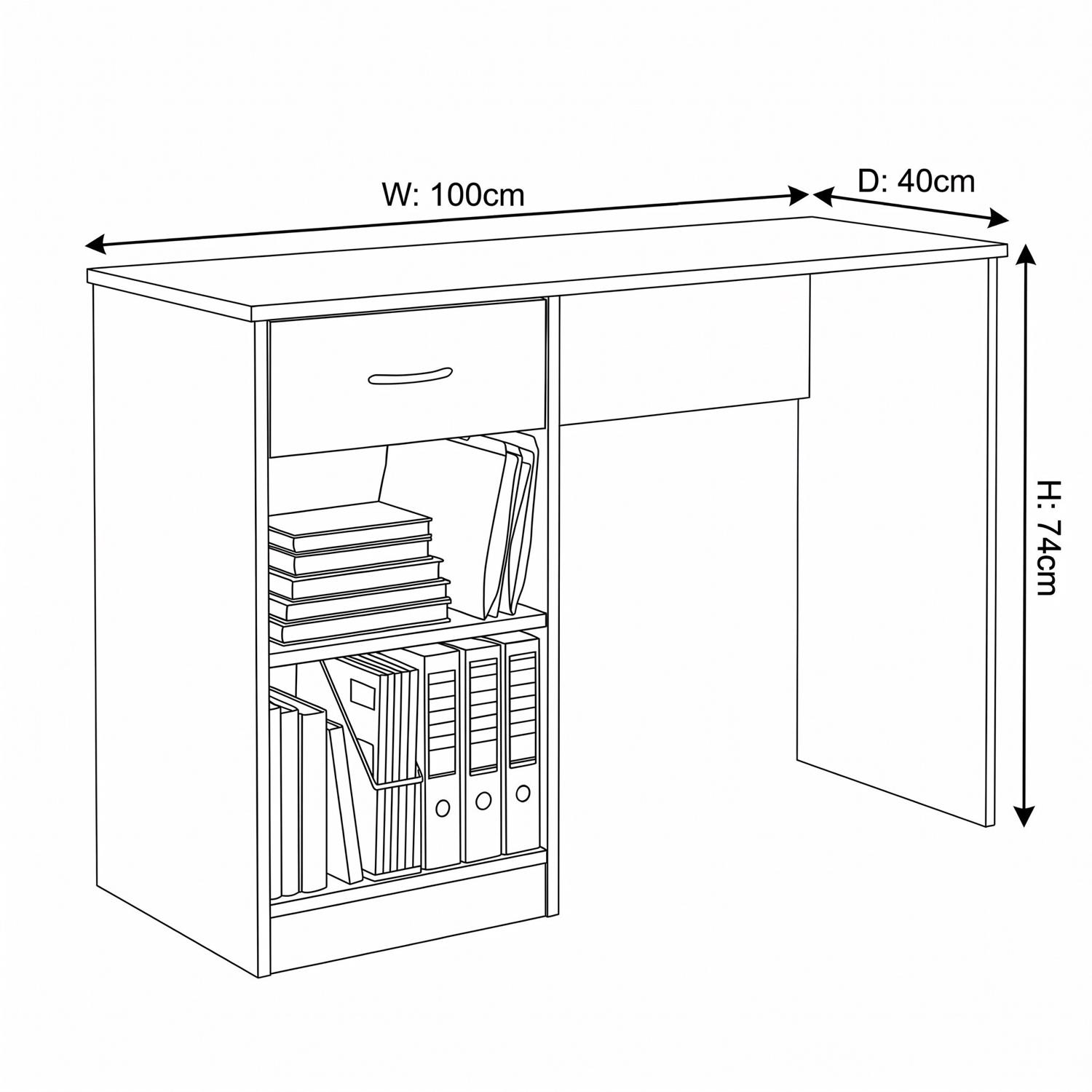 FWStyle Promo 1 Drawer Open Shelf Study Desk - Putty - Image 6