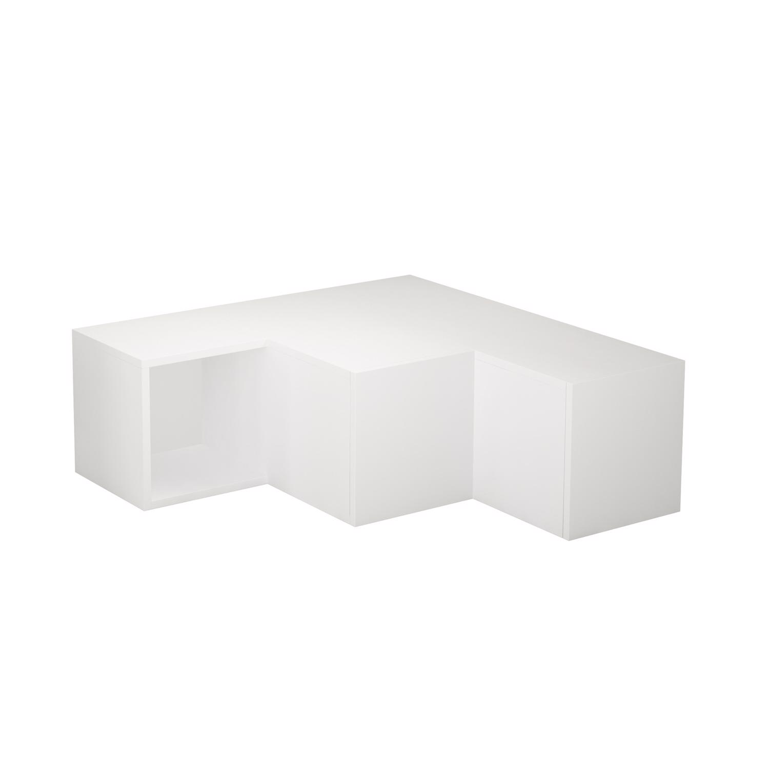 Modern Corner TV Unit With Sliding Storage - White - Image 3