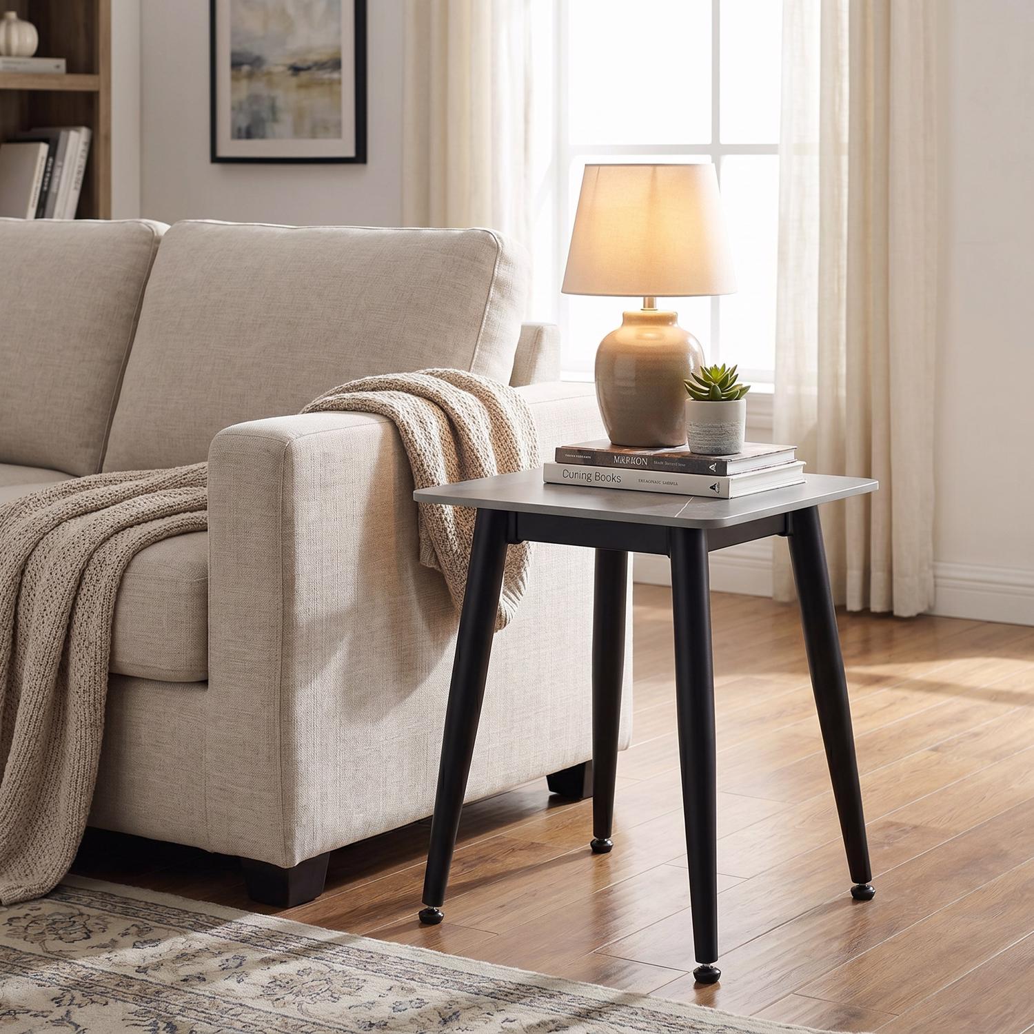 Monaco Sintered Stone Side Table Granite Effect - Grey