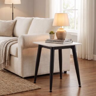Monaco Sintered Stone Side Table Granite Effect - White
