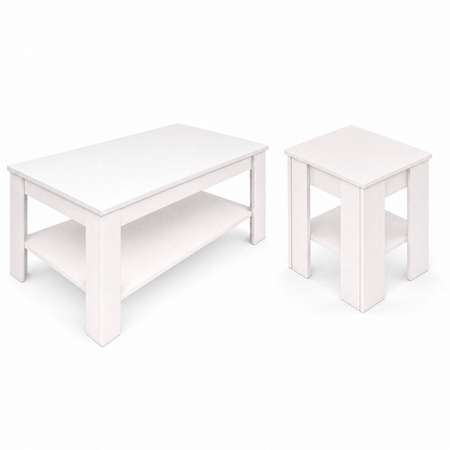 Promo White Coffee & Lamp Table Set - Image 3
