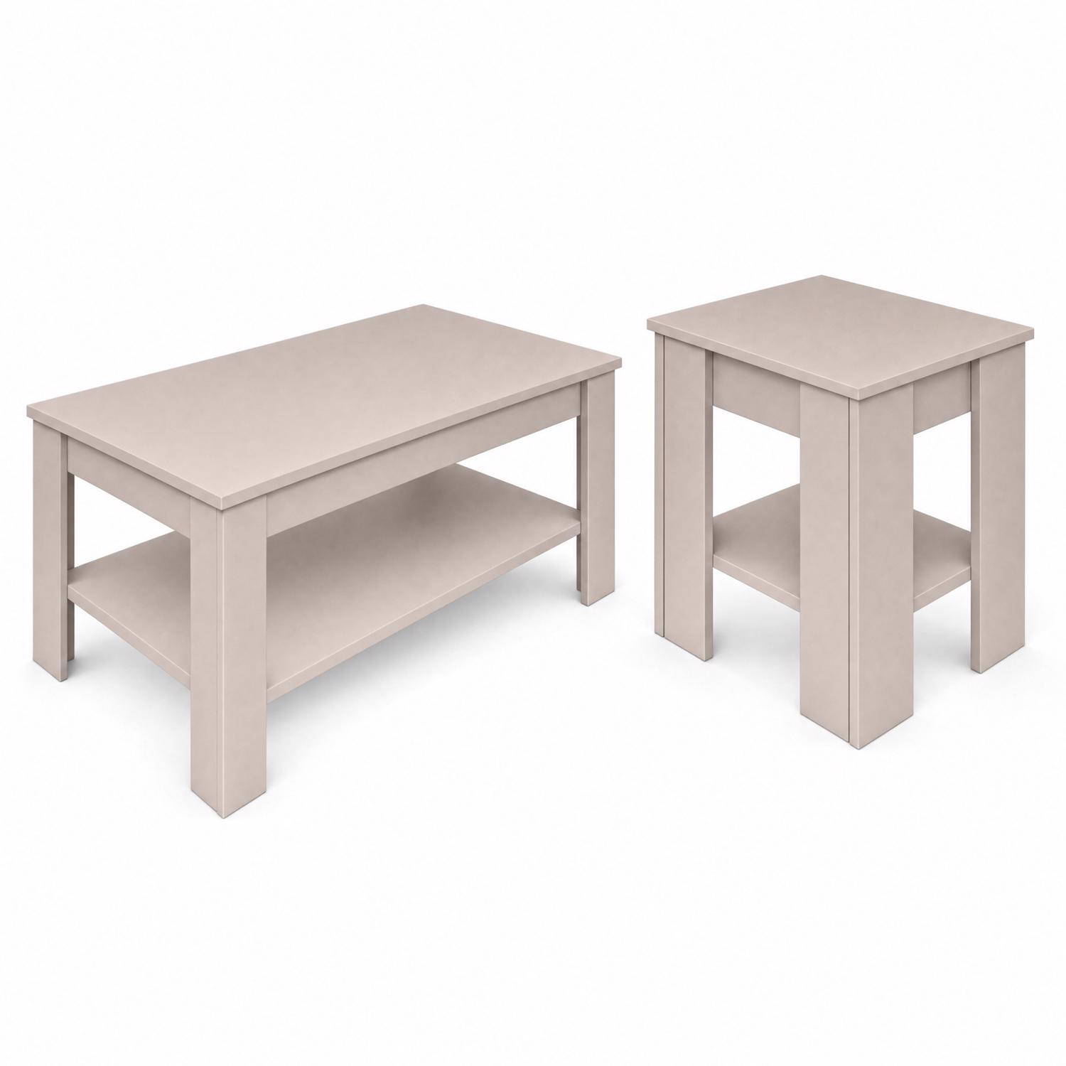 Promo Beige Coffee & Lamp Table Set - Image 3