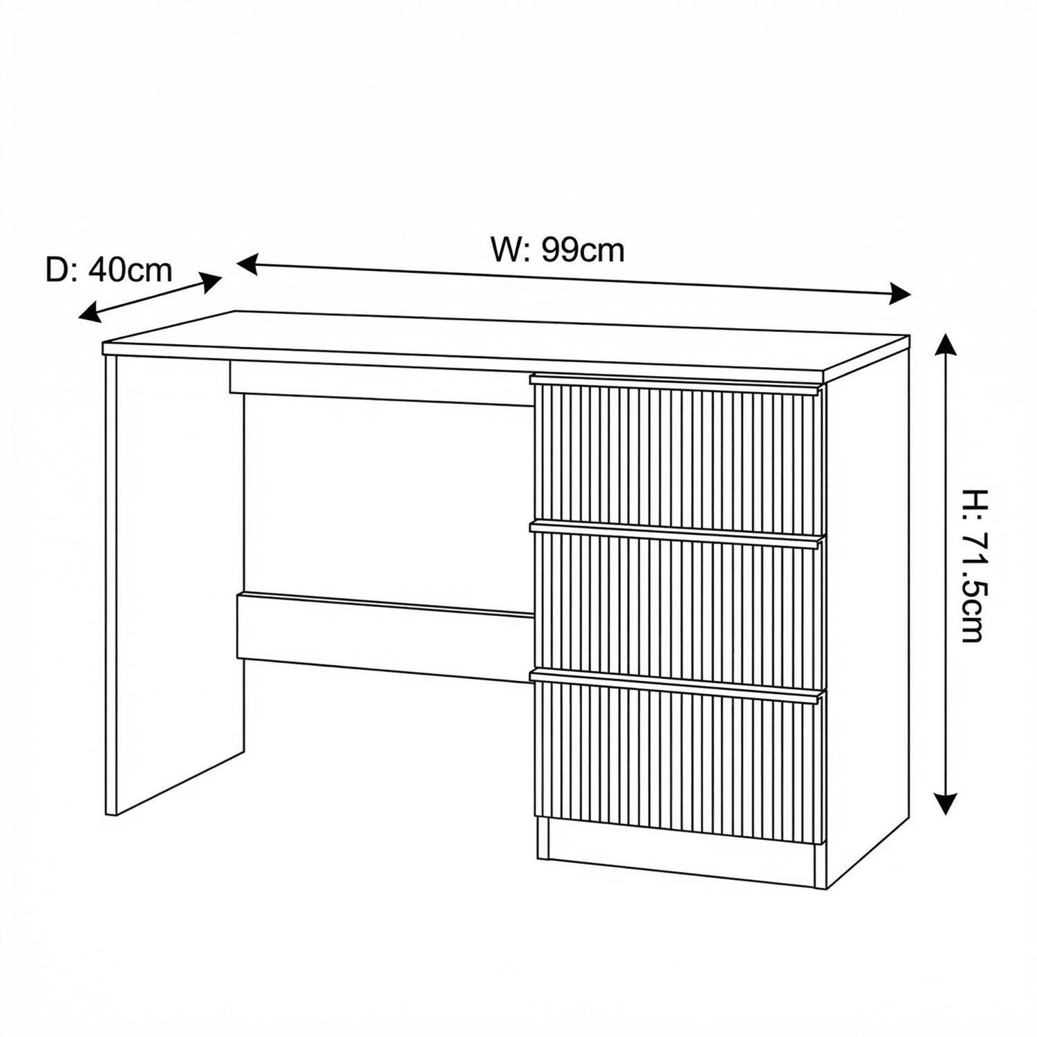 Lania 3 Drawer Dressing Table / Desk - Matt White - Image 6