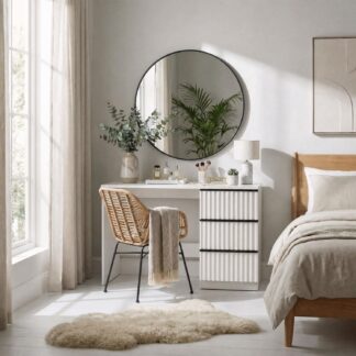 Lania 3 Drawer Dressing Table / Desk - Matt White
