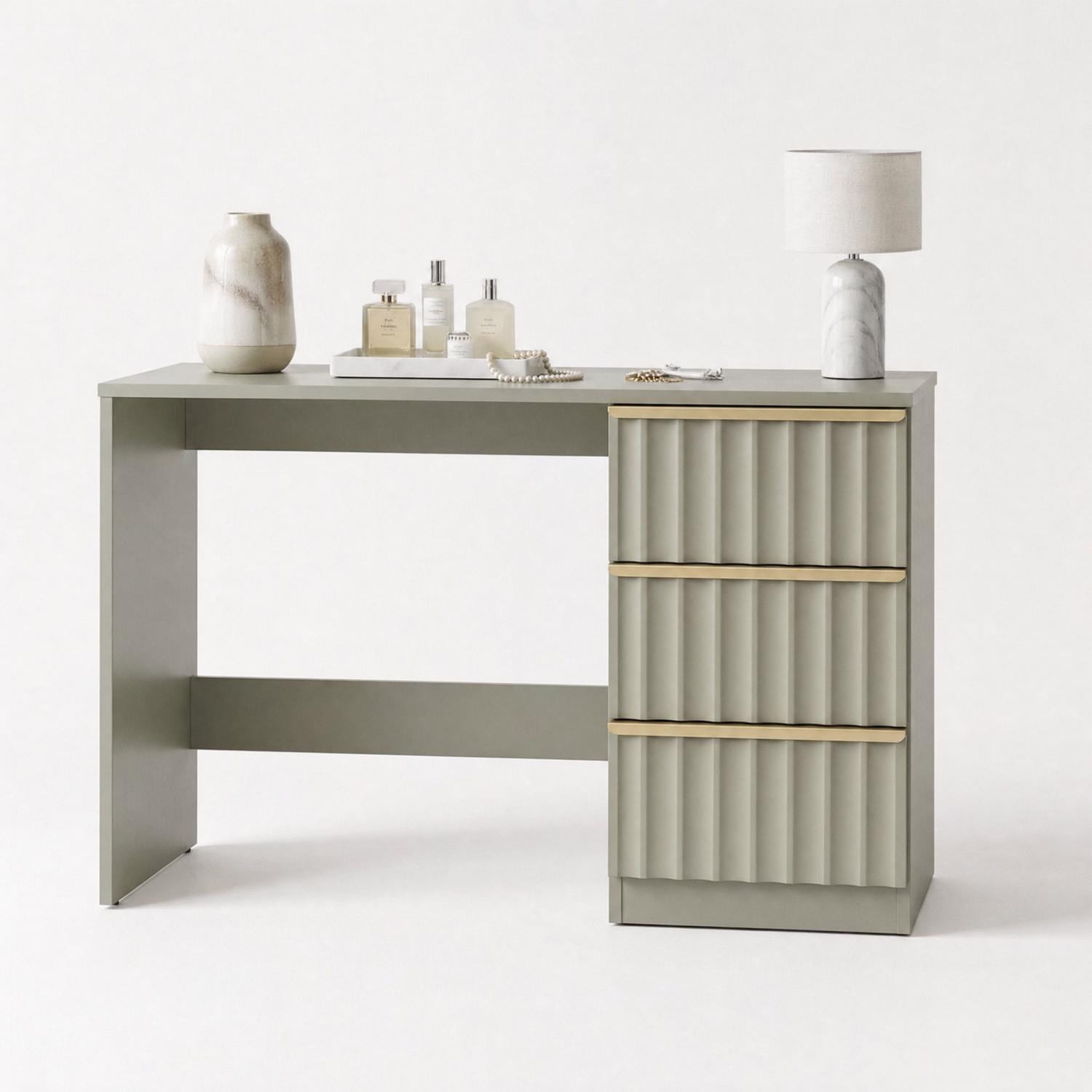 Lania 3 Drawer Dressing Table / Desk - Matt Green - Image 4