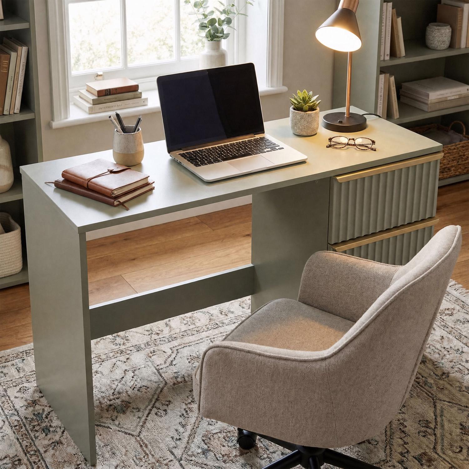 Lania 3 Drawer Dressing Table / Desk - Matt Green - Image 3