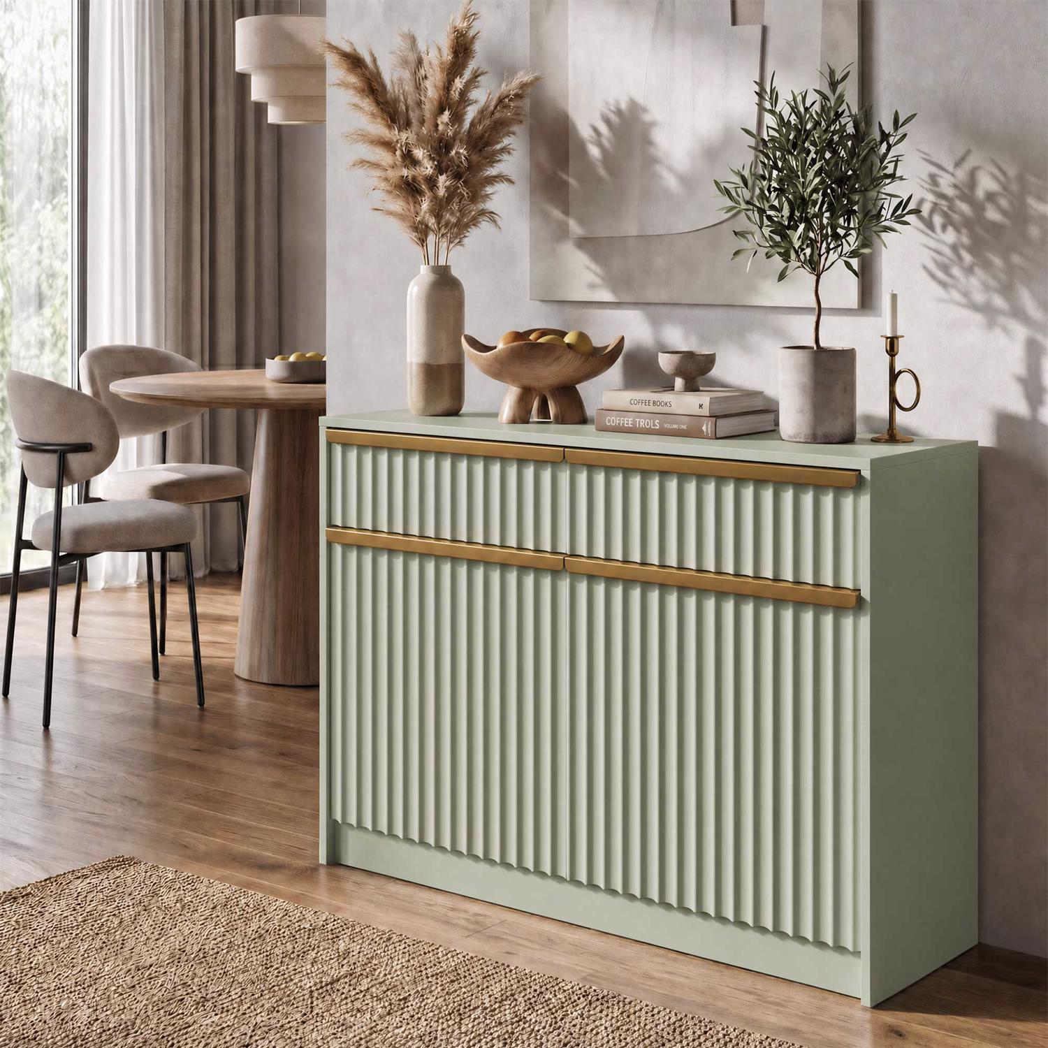 Lania 2 Door 2 Drawer Large Sideboard - Matt Green