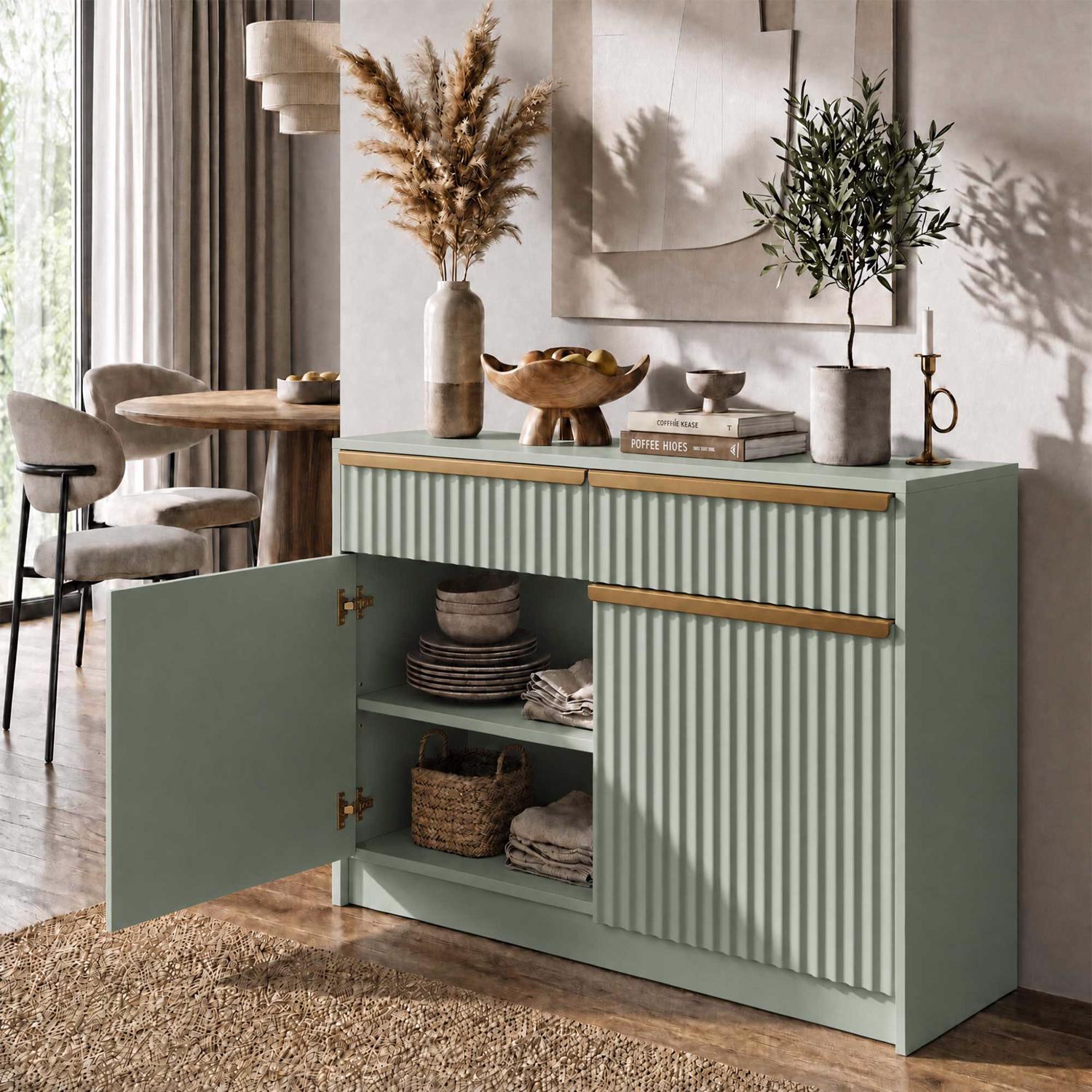Lania 2 Door 2 Drawer Large Sideboard - Matt Green - Image 3