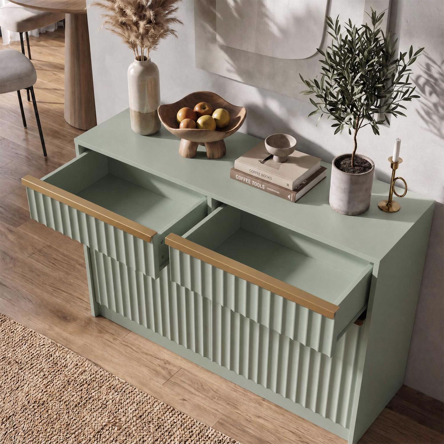 Lania 2 Door 2 Drawer Large Sideboard - Matt Green - Image 4