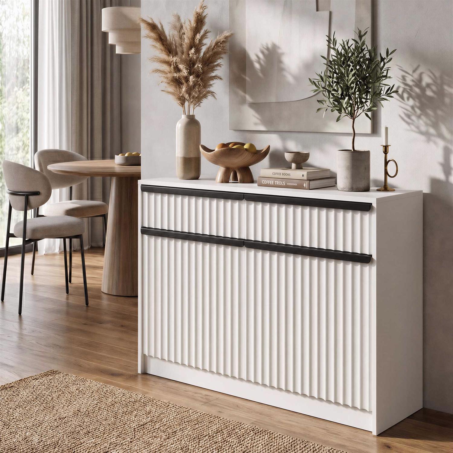 Lania 2 Door 2 Drawer Large Sideboard - Matt White