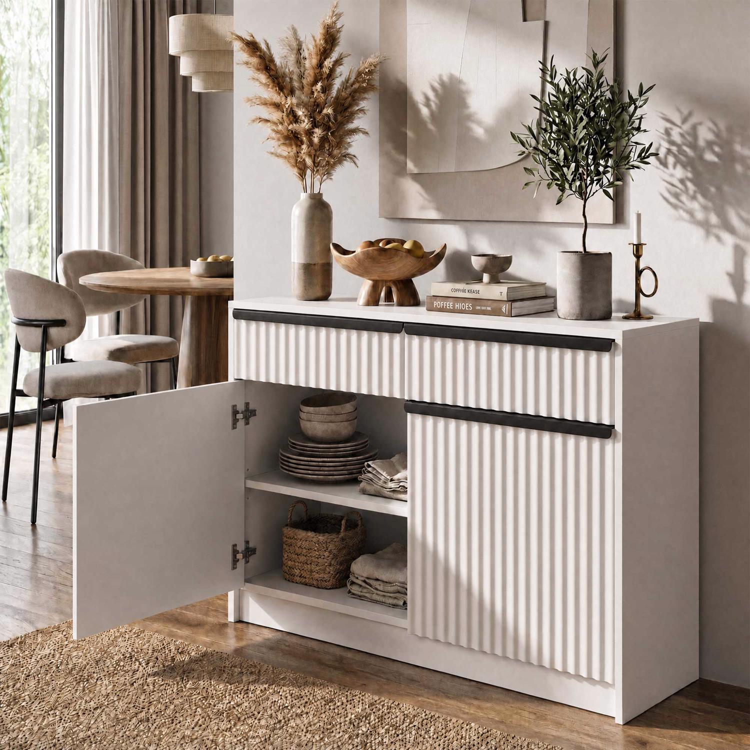Lania 2 Door 2 Drawer Large Sideboard - Matt White - Image 3