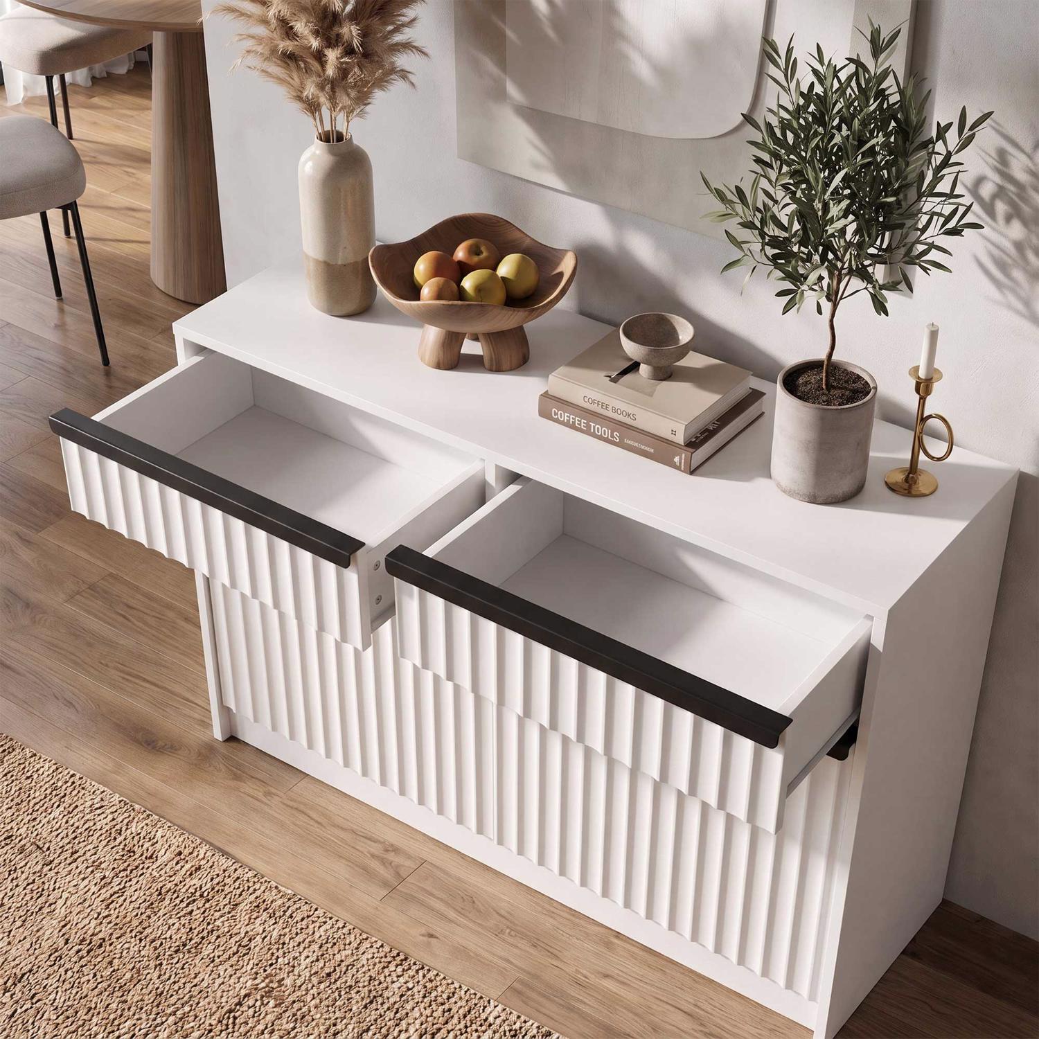 Lania 2 Door 2 Drawer Large Sideboard - Matt White - Image 4