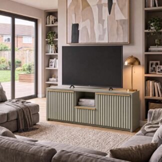 Lania 2 Door 1 Drawer TV Media Unit - Matt Green