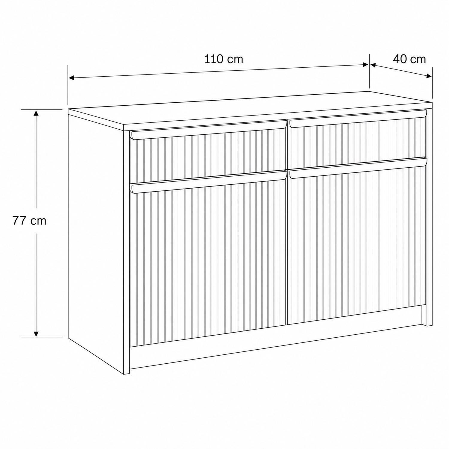 Lania 2 Door 2 Drawer Large Sideboard - Matt White - Image 7