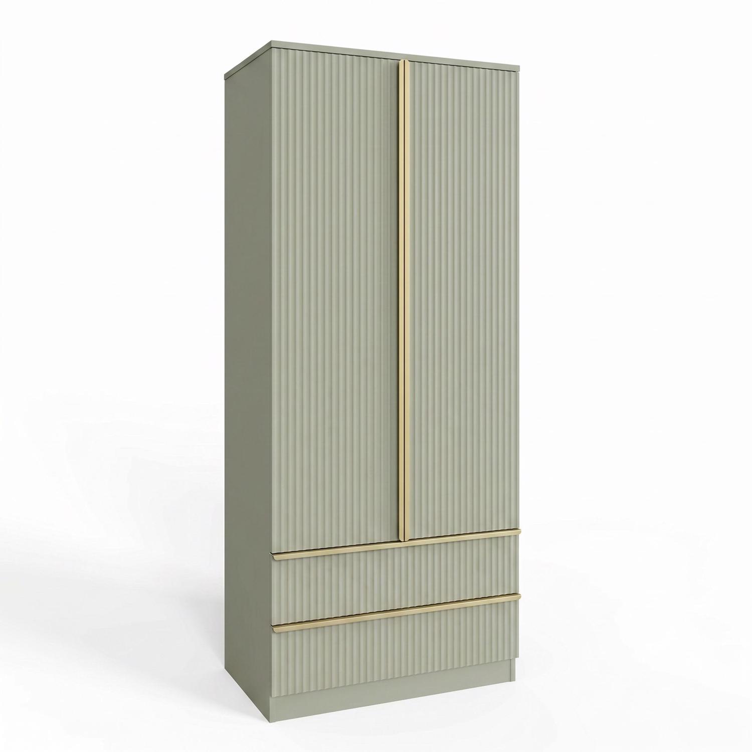 Lania Ripple Ridged 2 Door 2 Drawer Combination Wardrobe Green - Image 6