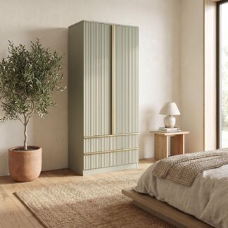 Lania Ripple Ridged 2 Door 2 Drawer Combination Wardrobe Green