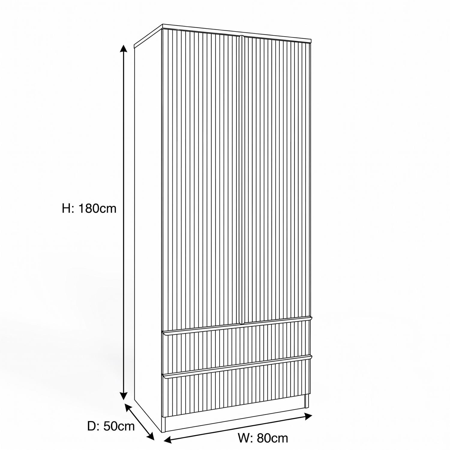 Lania Ripple Ridged 2 Door 2 Drawer Combination Wardrobe Beige - Image 6