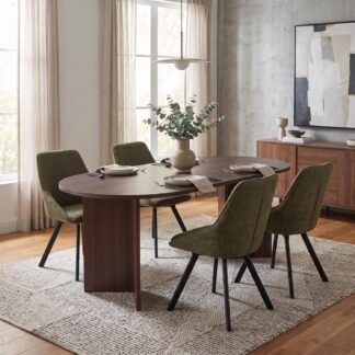Robyn 180x90cm Walnut Dining Table & 4 Myla Green Dining Chairs